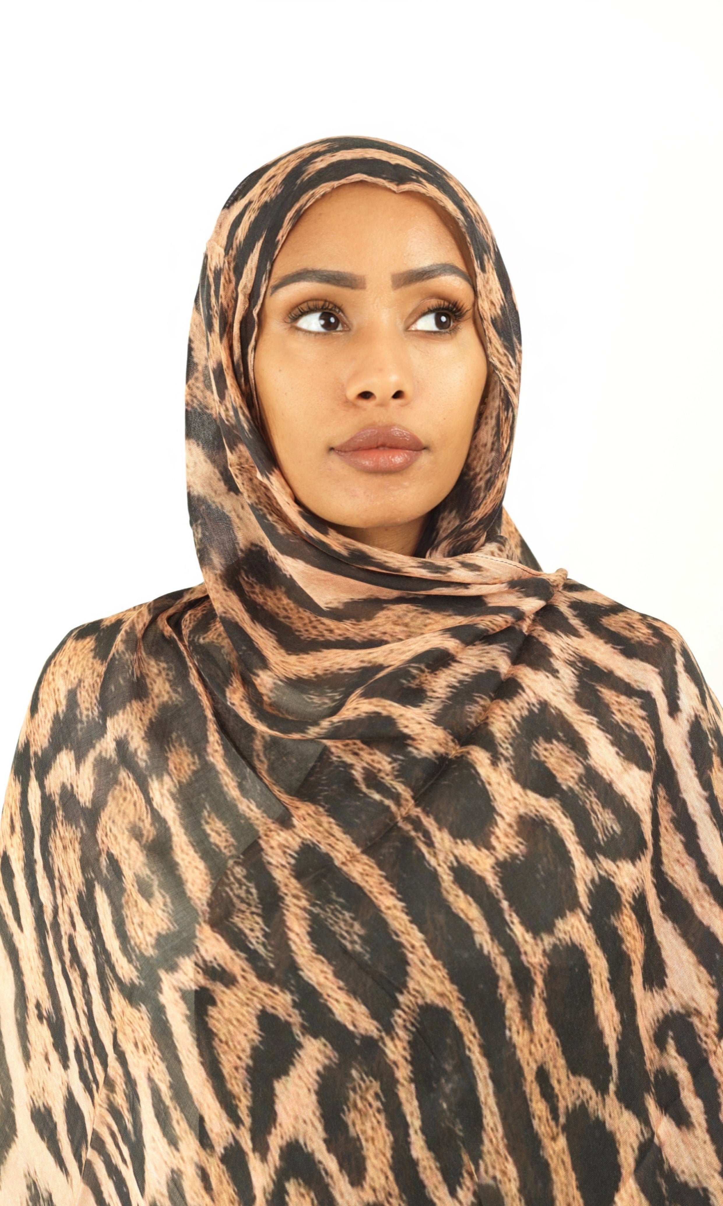 Blush cheetah modal print hijab Kabayare