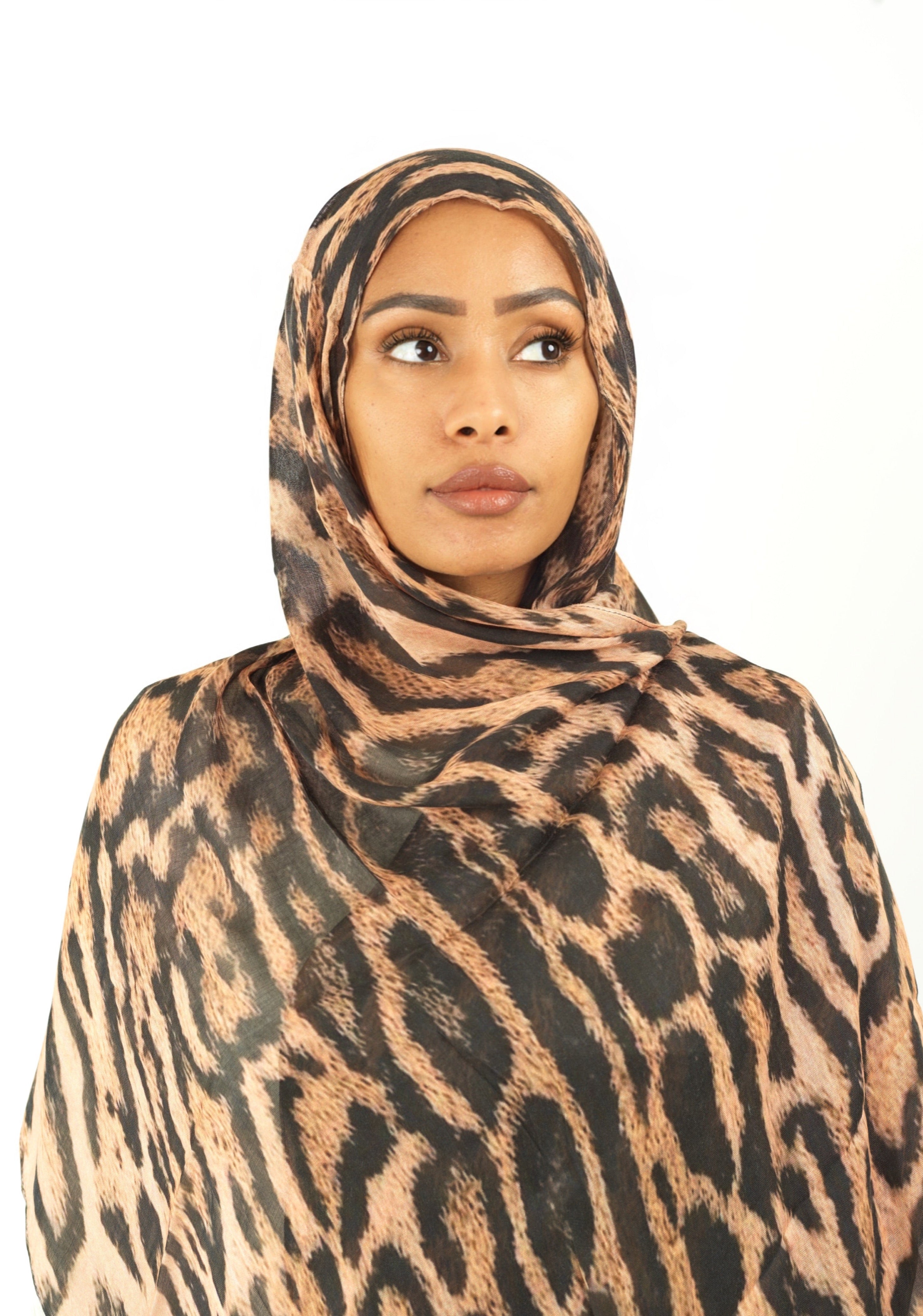 Blush cheetah modal print hijab Kabayare