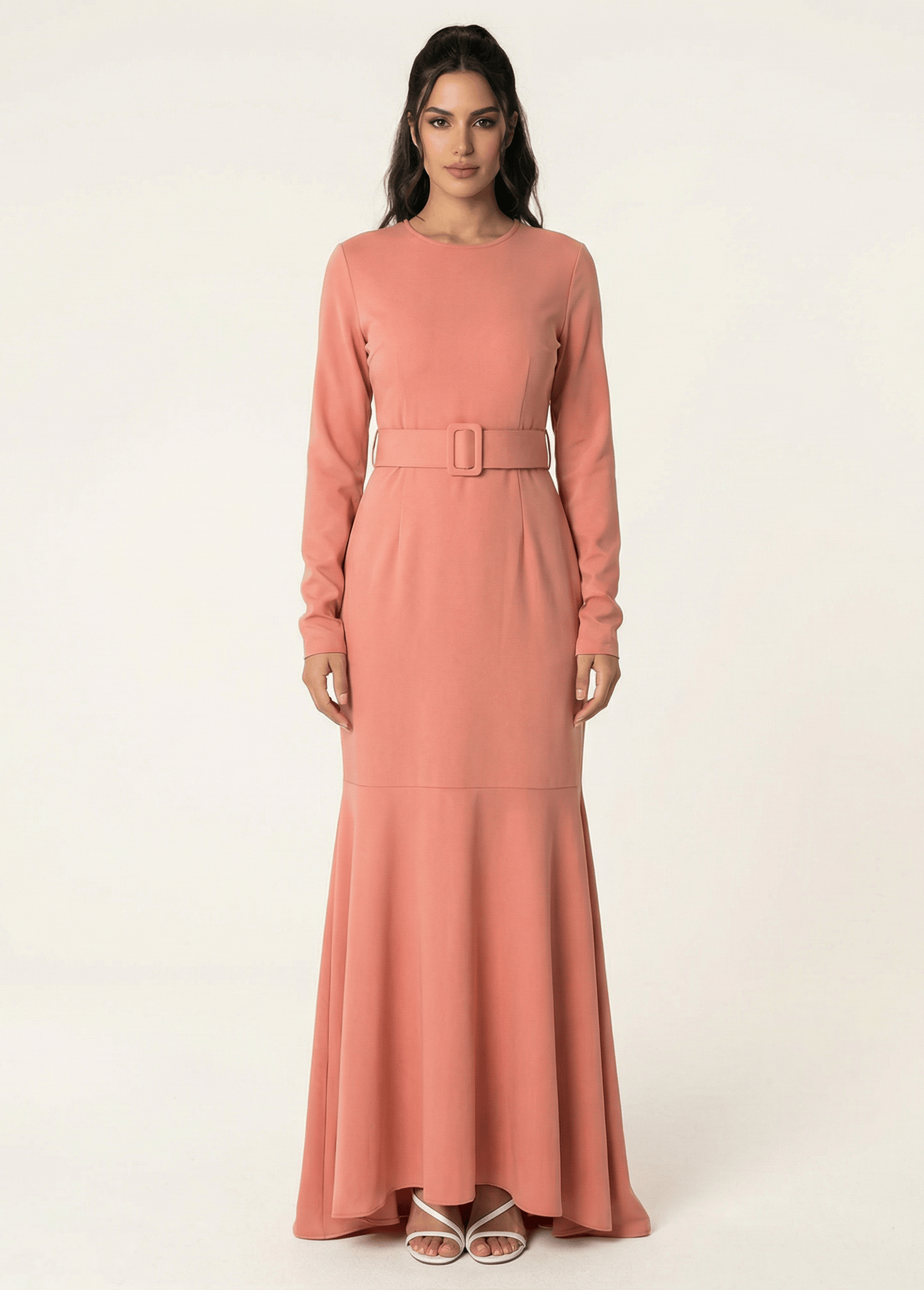 Blush classic silhouette modest dress Kabayare