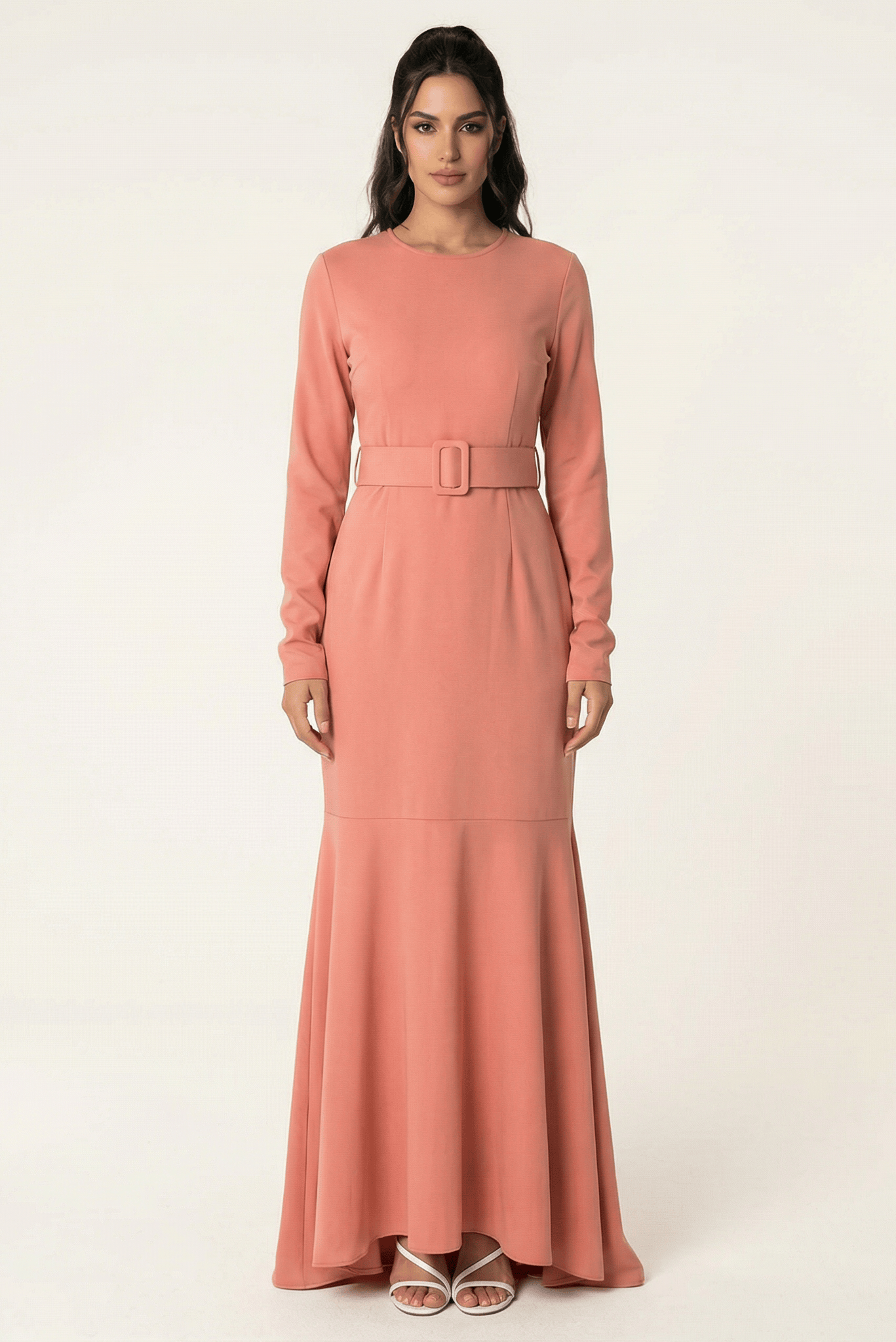 Blush classic silhouette modest dress Kabayare