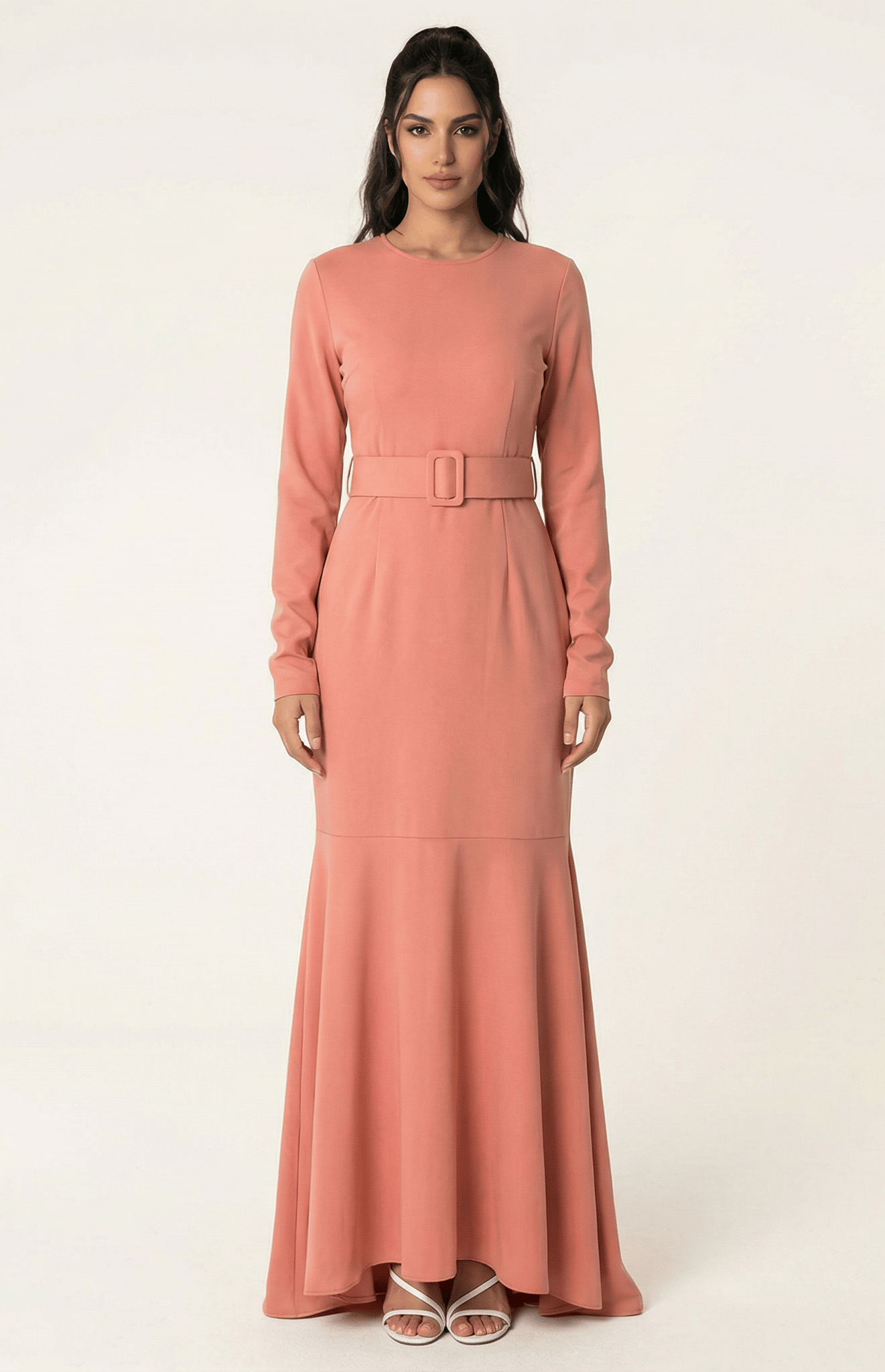 Blush classic silhouette modest dress Kabayare