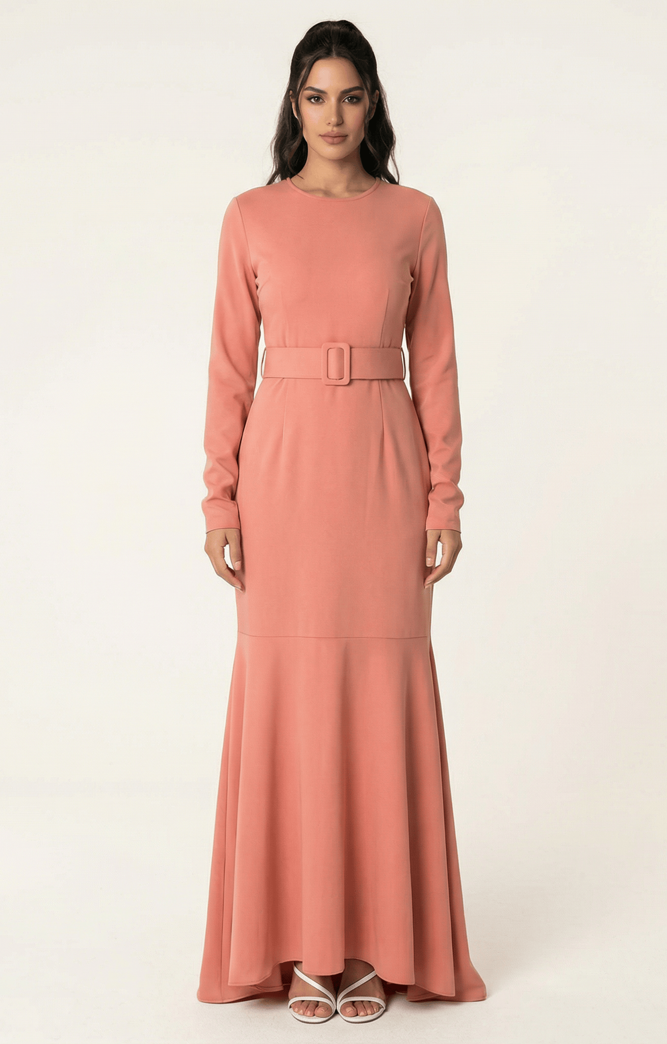 Blush classic silhouette modest dress Kabayare