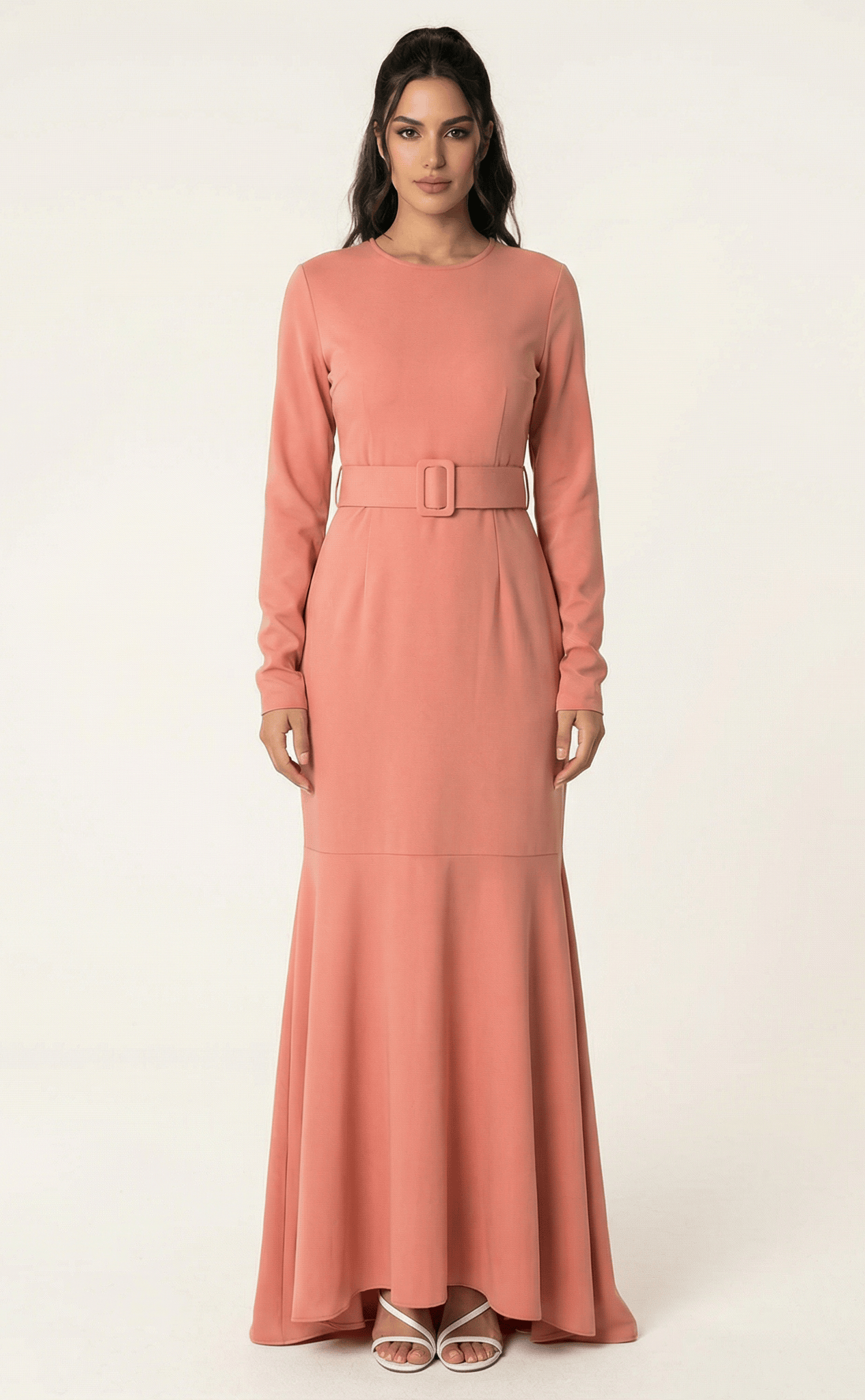 Blush classic silhouette modest dress Kabayare