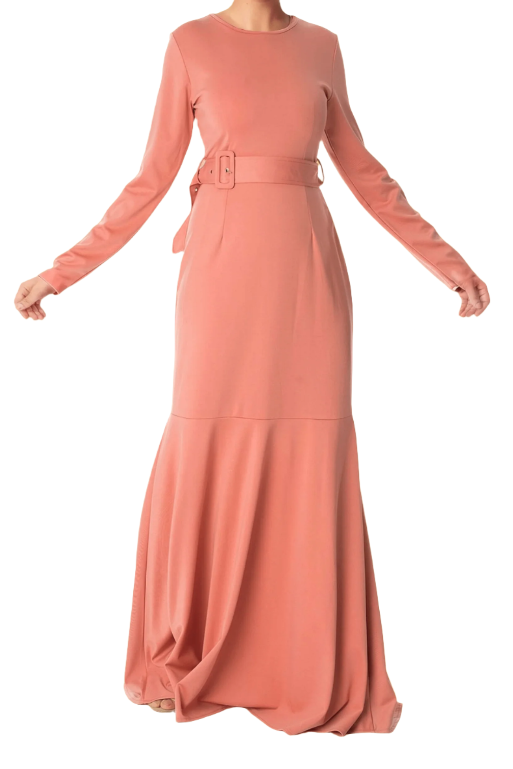 Blush classic silhouette modest dress Kabayare