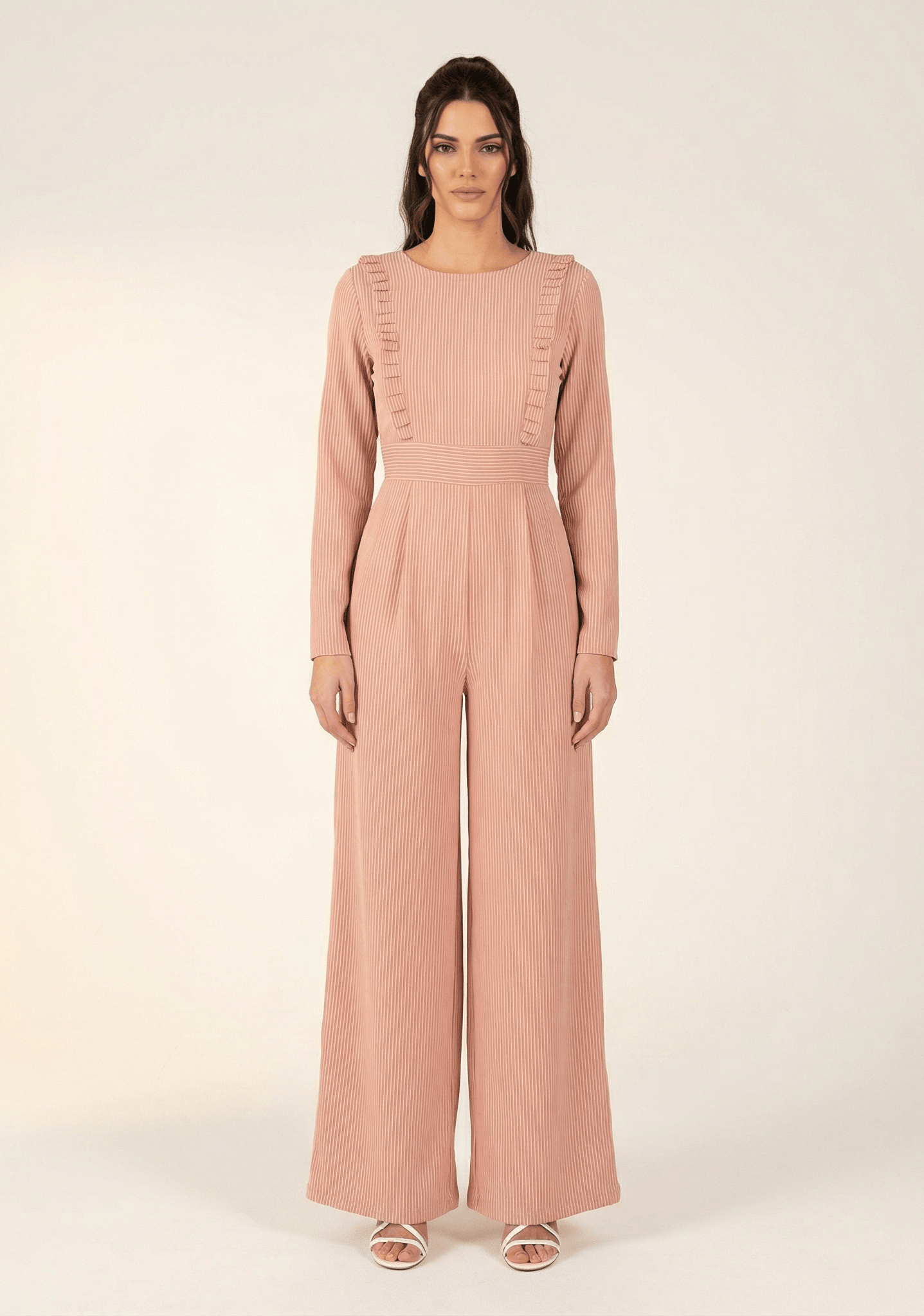 Blush stripes RUFFLES MODEST JUMPSUIT Kabayare