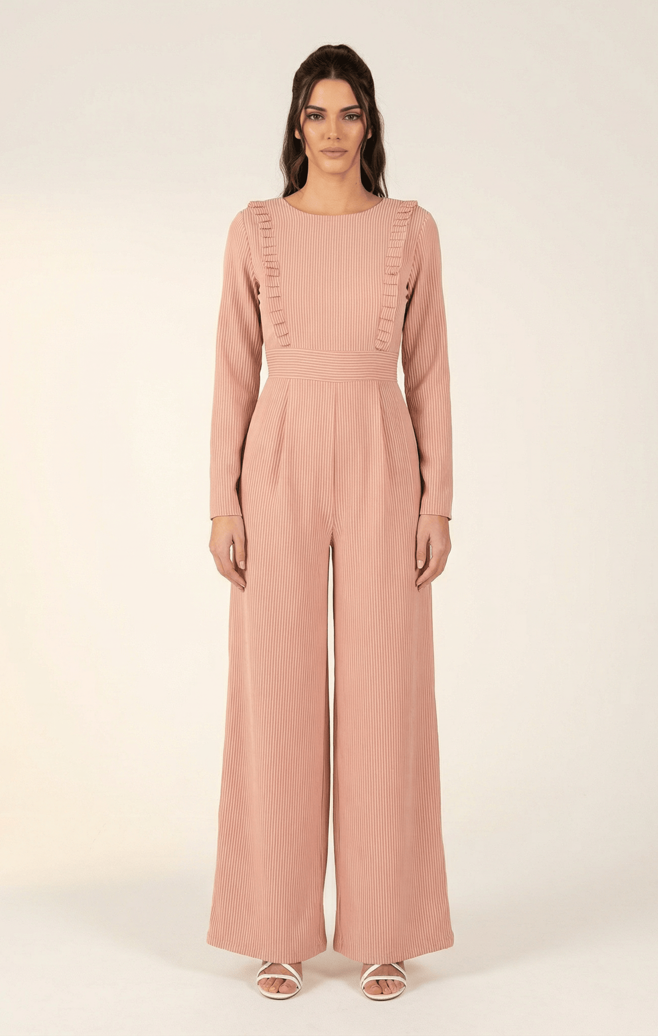Blush stripes RUFFLES MODEST JUMPSUIT Kabayare