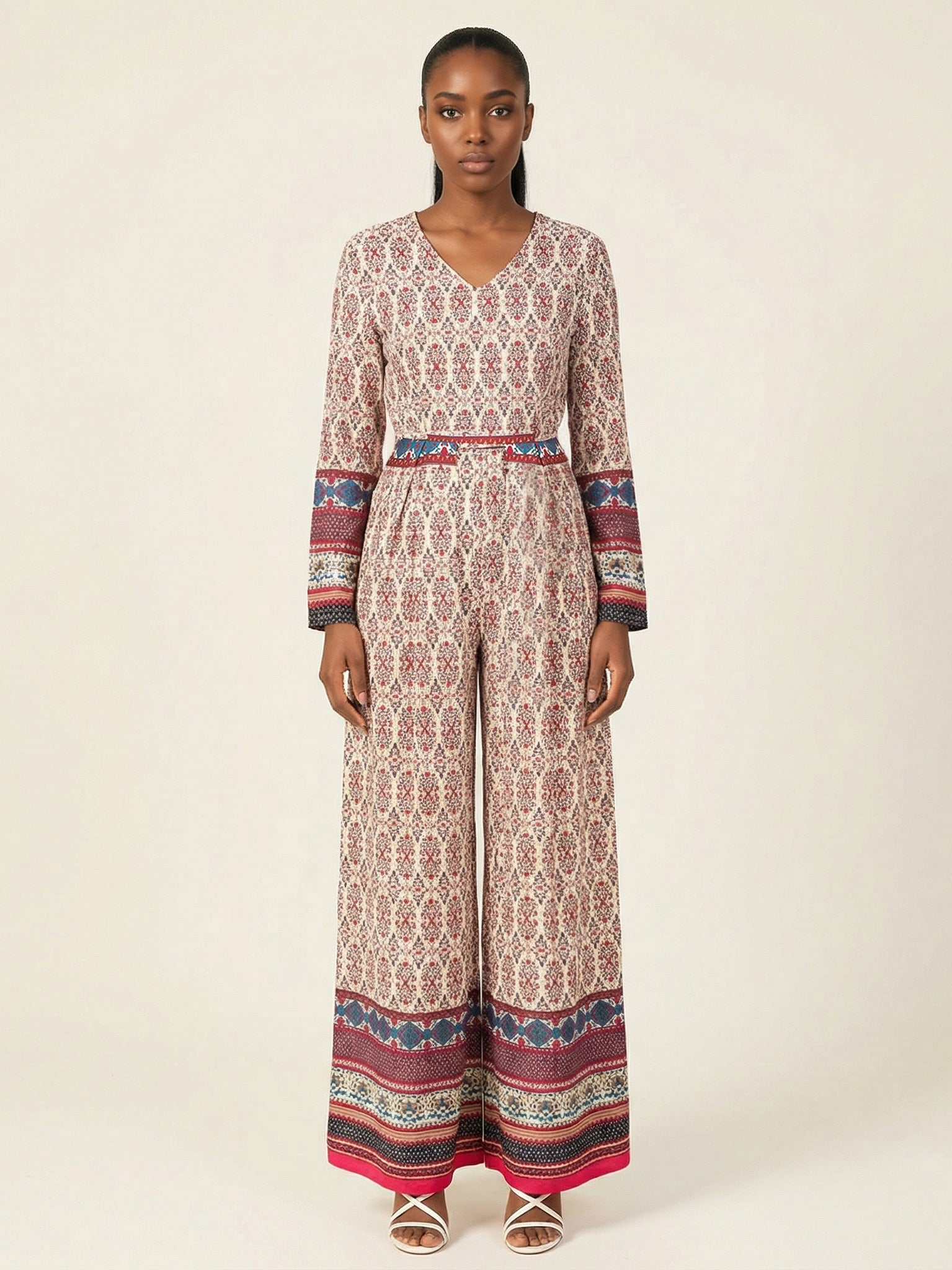 Bohemian Print long sleeve playsuit Maxi Kabayare