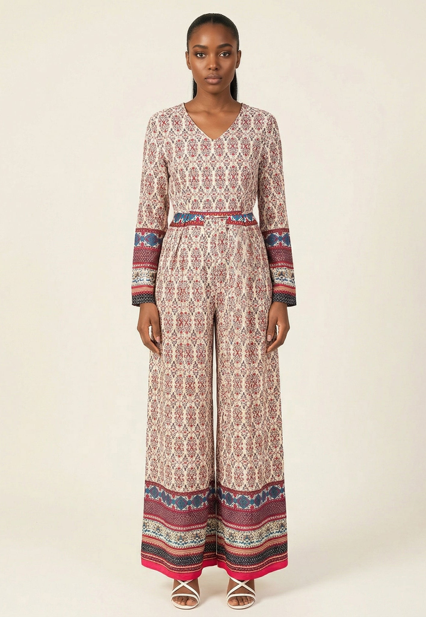 Bohemian Print long sleeve playsuit Maxi Kabayare