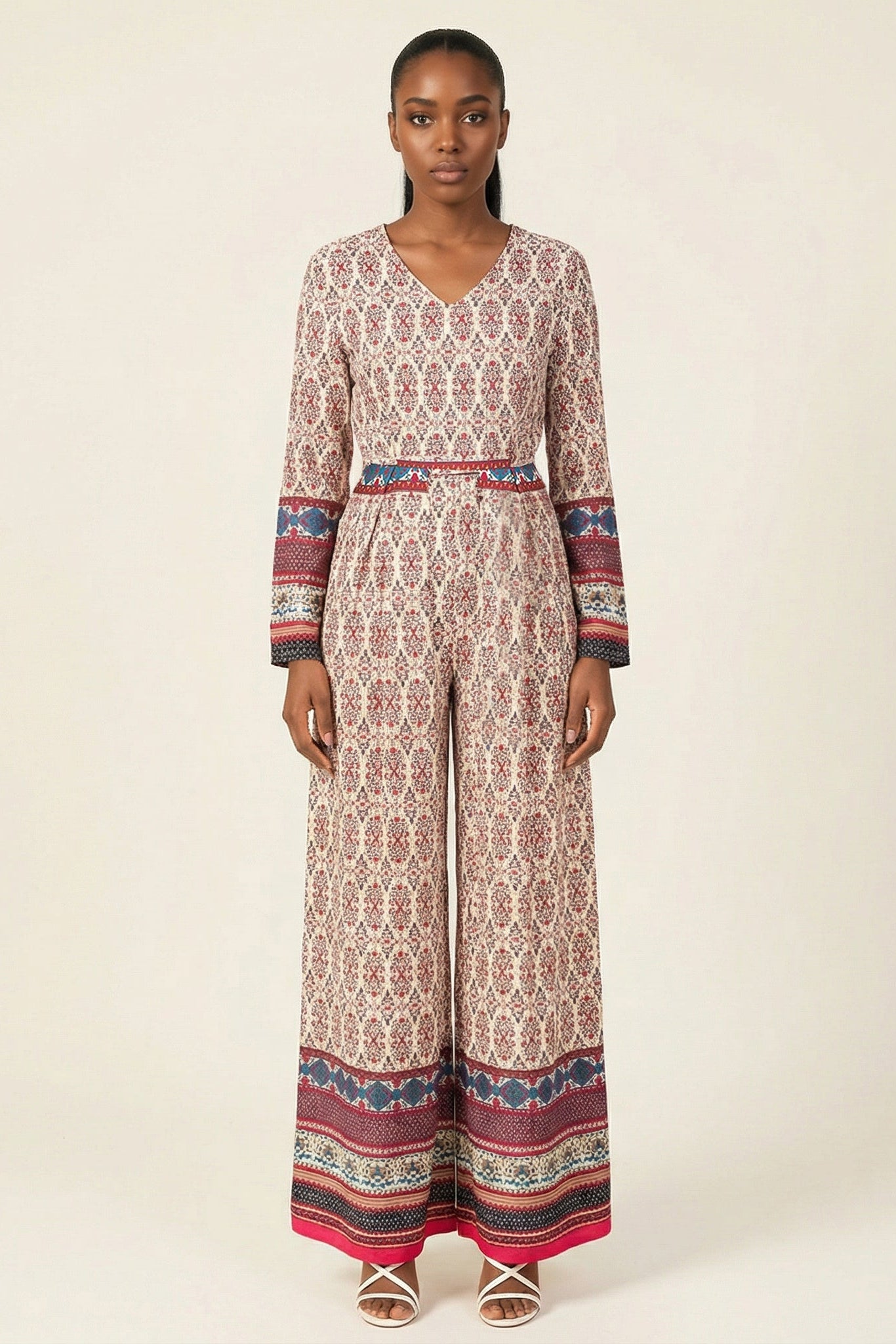 Bohemian Print long sleeve playsuit Maxi Kabayare