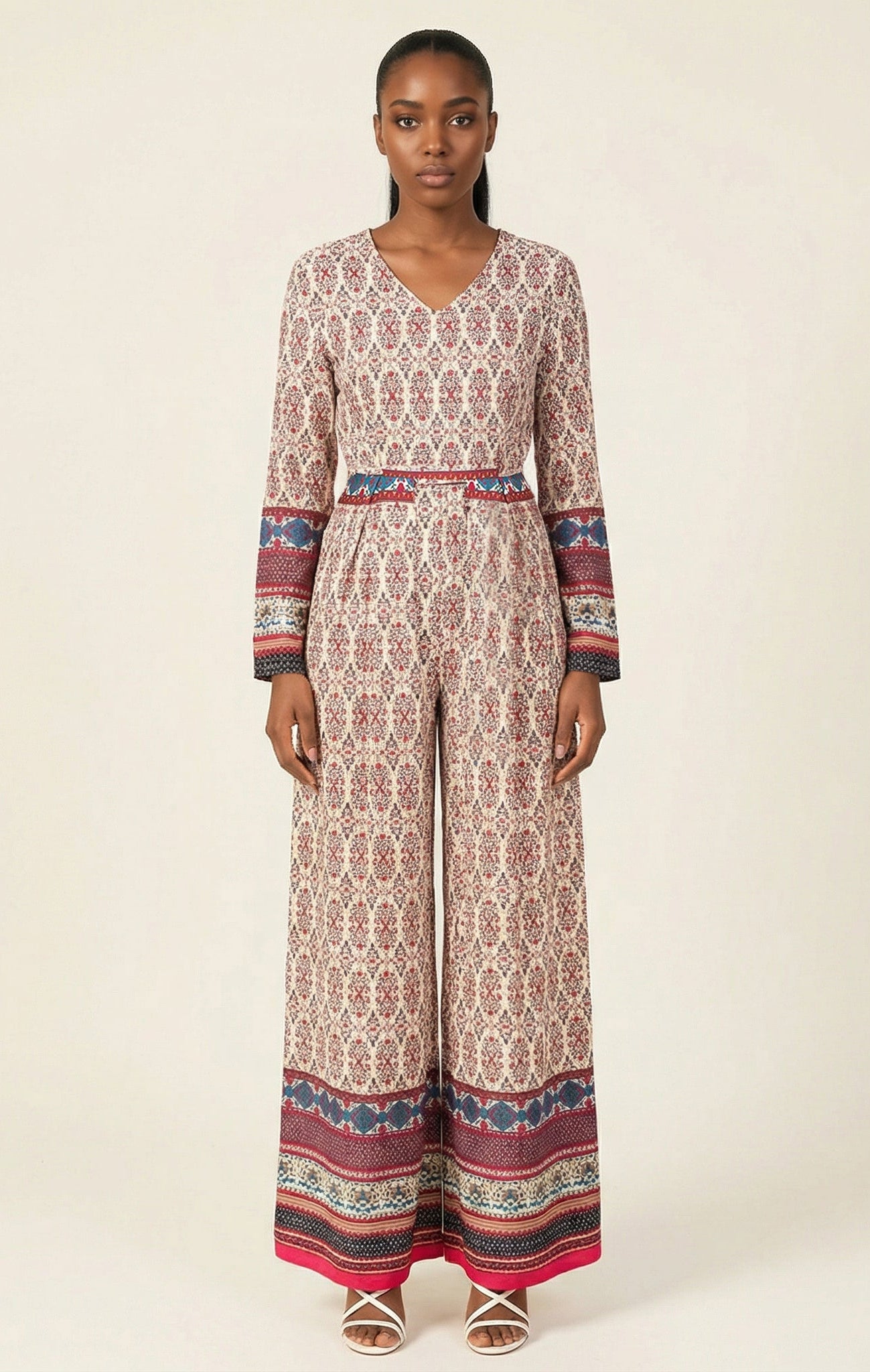 Bohemian Print long sleeve playsuit Maxi Kabayare