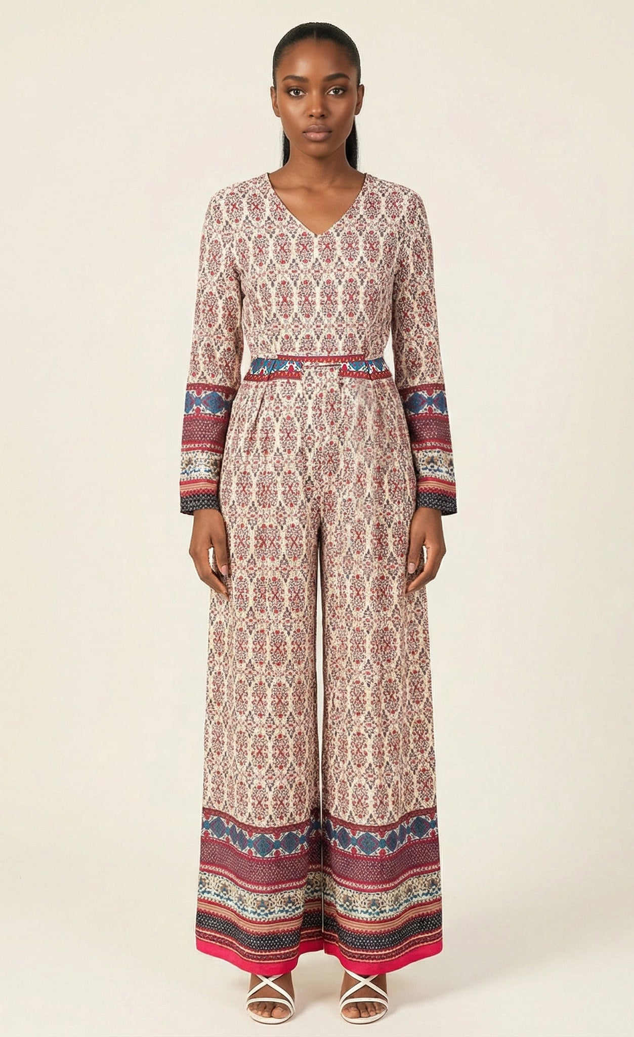 Bohemian Print long sleeve playsuit Maxi Kabayare