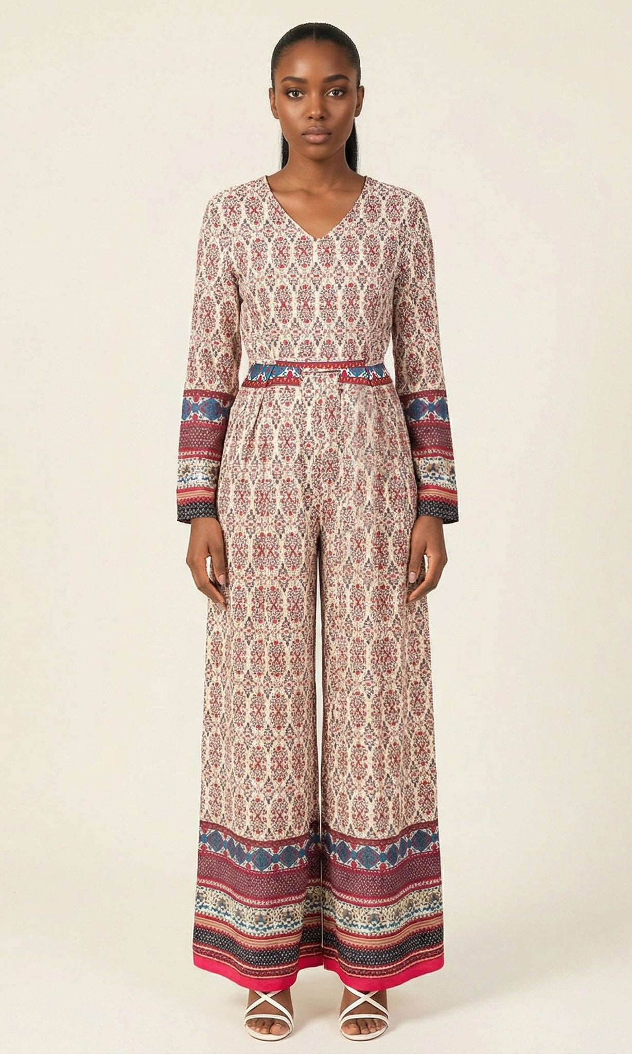 Bohemian Print long sleeve playsuit Maxi Kabayare