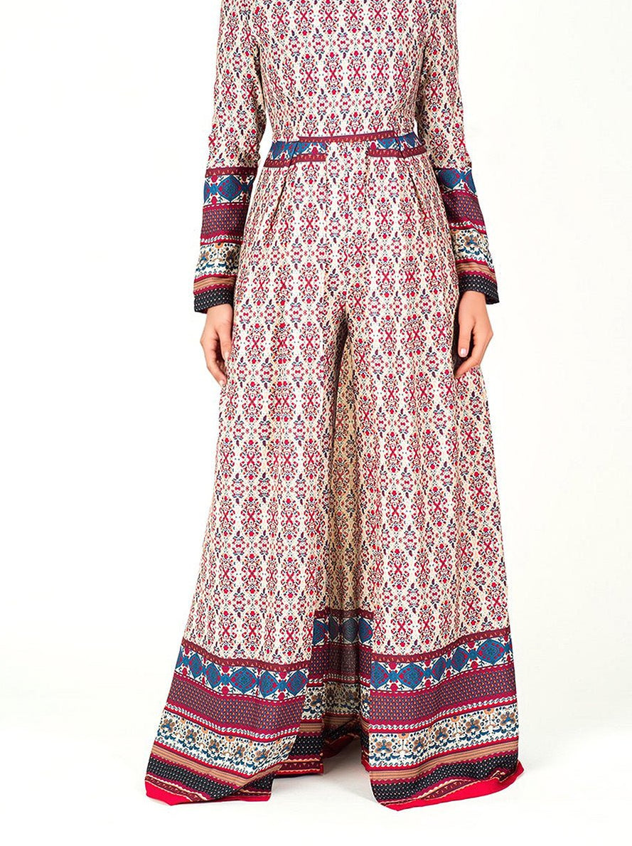 Bohemian Print long sleeve playsuit Maxi Kabayare
