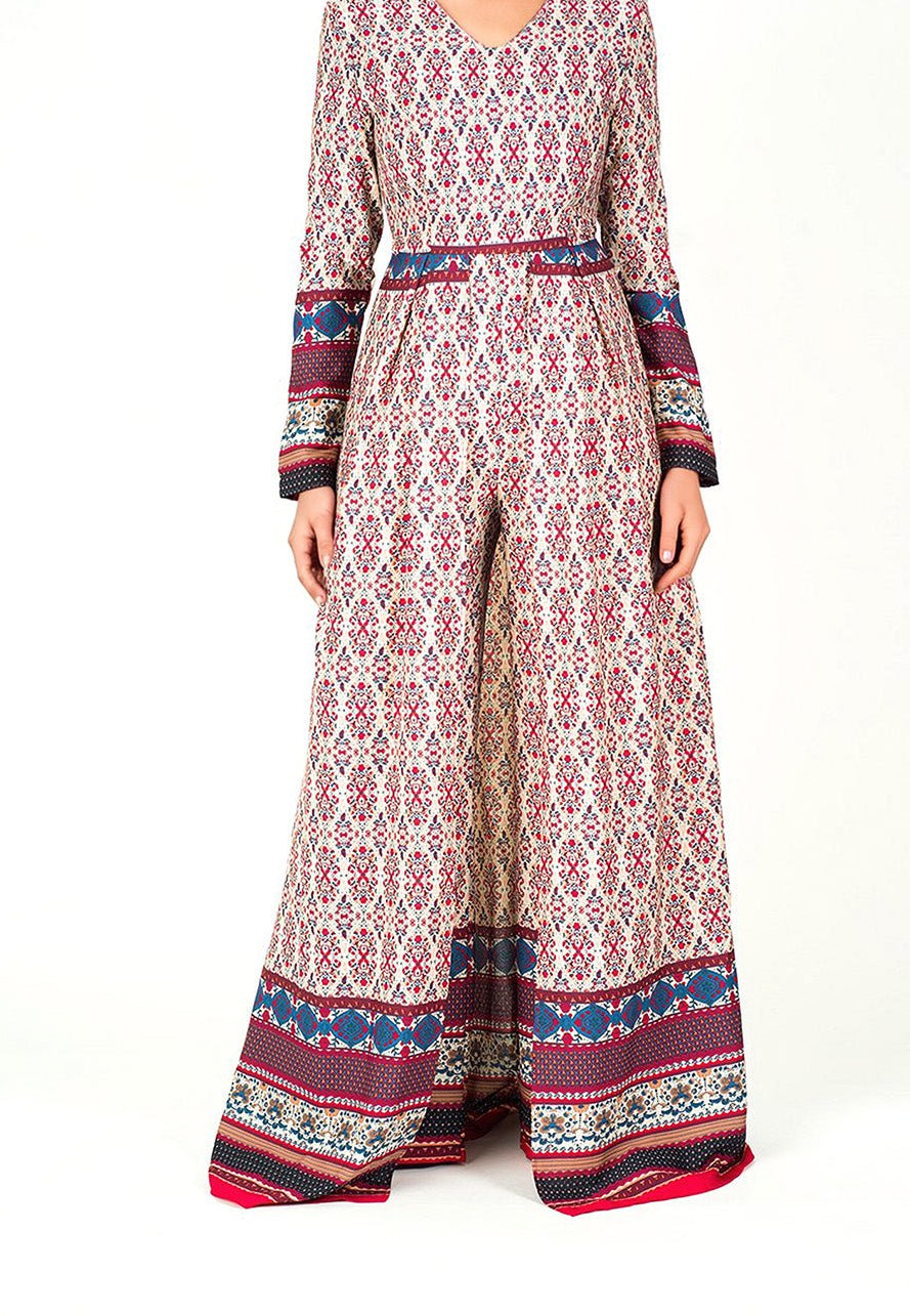 Bohemian Print long sleeve playsuit Maxi Kabayare