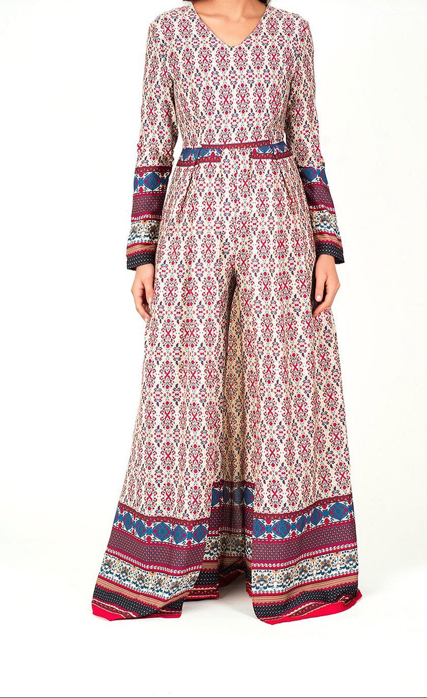 Bohemian Print long sleeve playsuit Maxi Kabayare