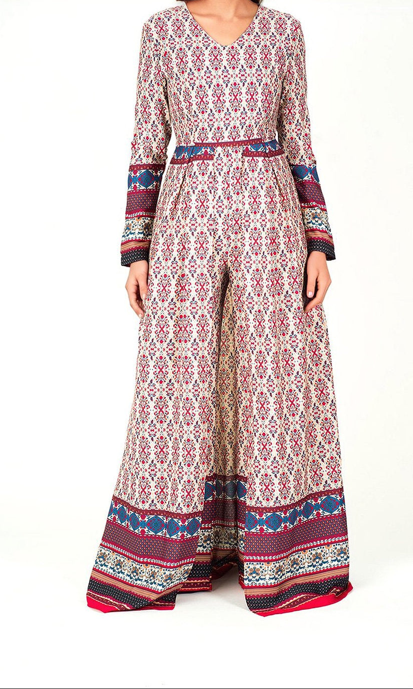 Bohemian Print long sleeve playsuit Maxi Kabayare