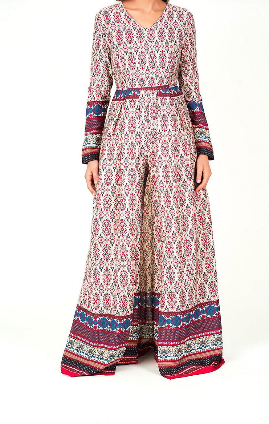 Bohemian Print long sleeve playsuit Maxi Kabayare