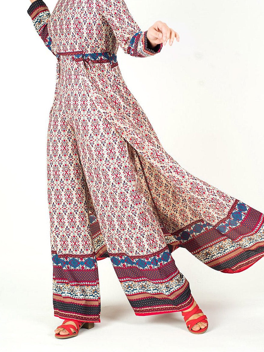 Bohemian Print long sleeve playsuit Maxi Kabayare