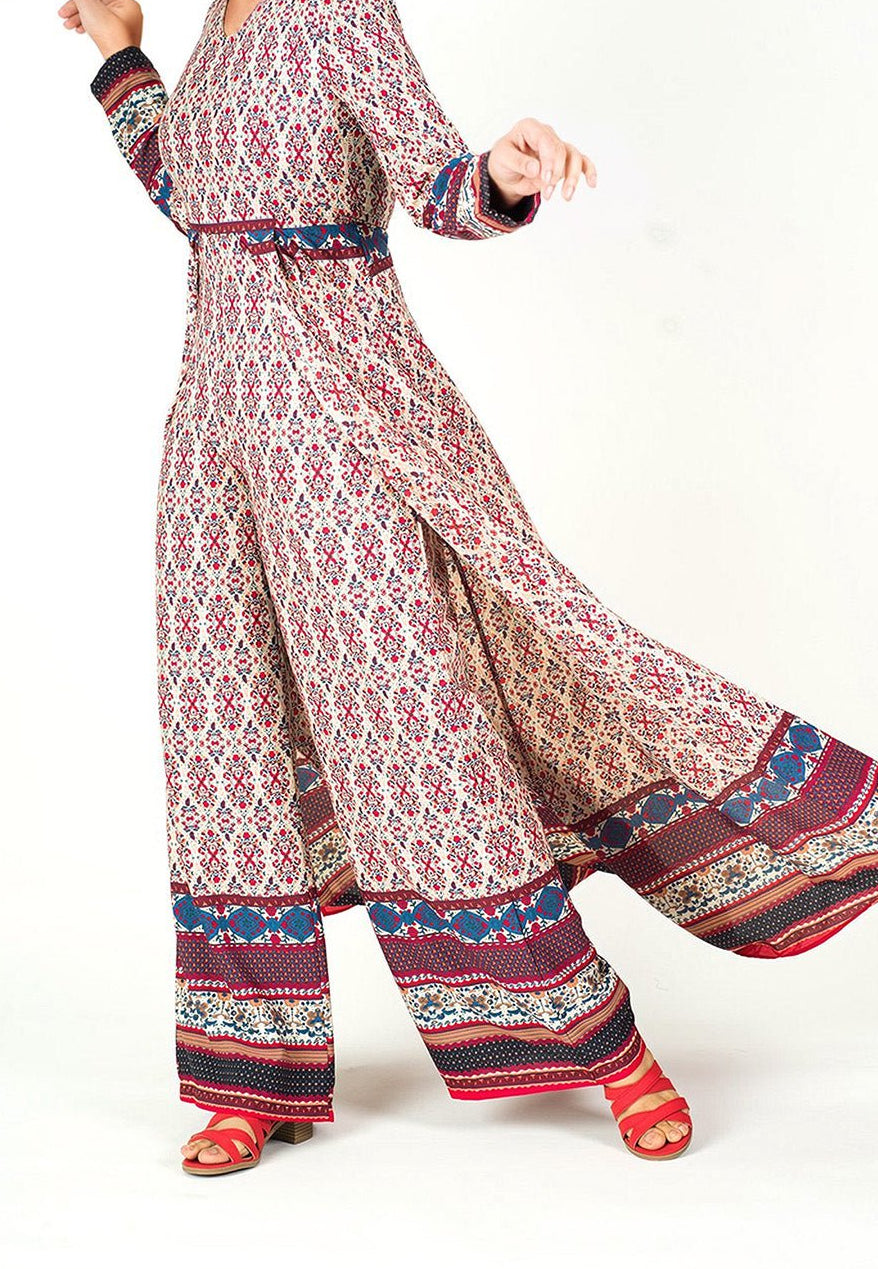 Bohemian Print long sleeve playsuit Maxi Kabayare