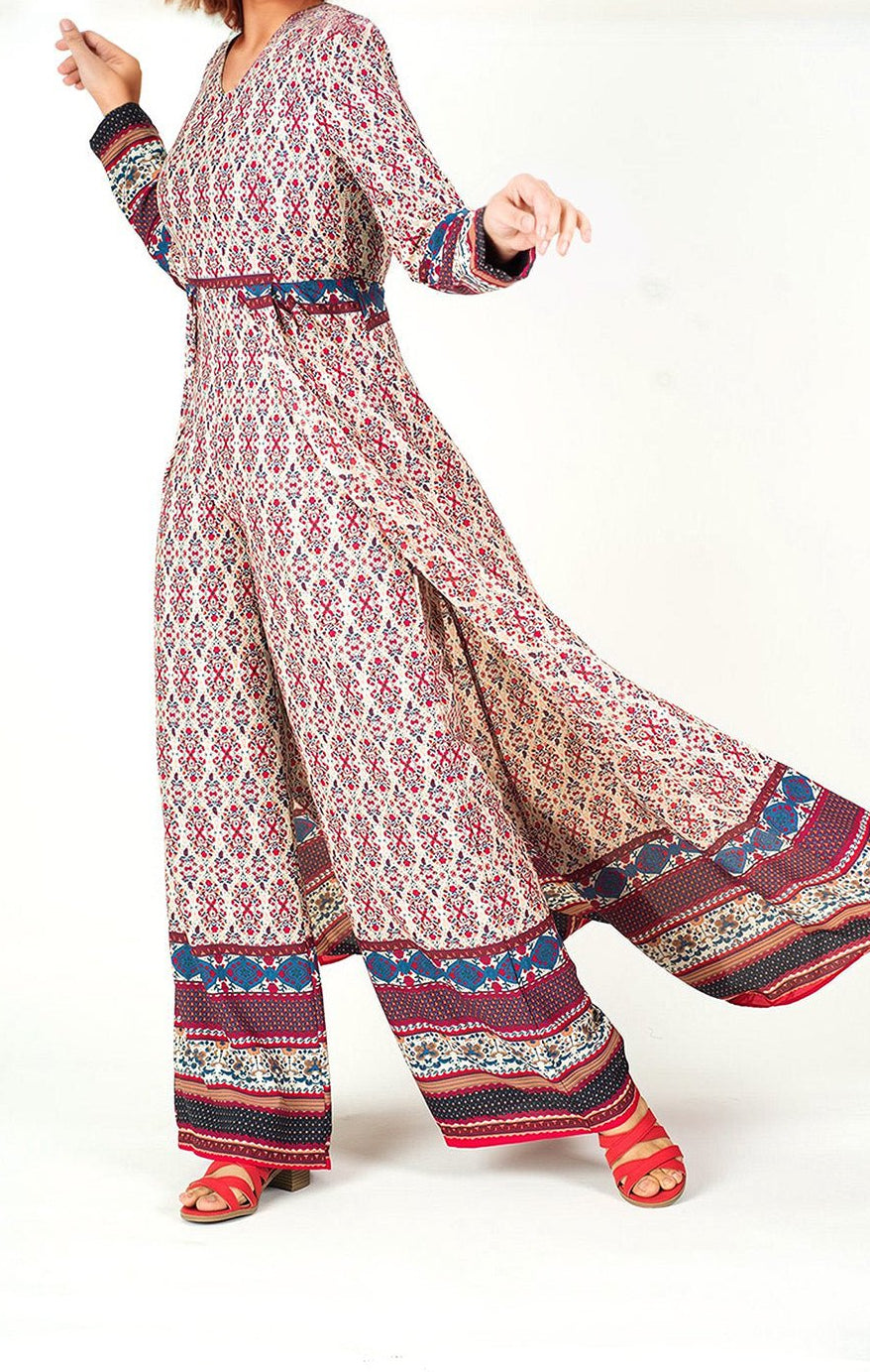 Bohemian Print long sleeve playsuit Maxi Kabayare