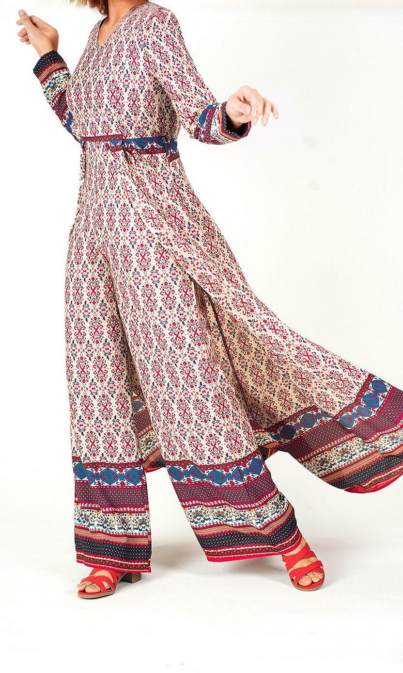 Bohemian Print long sleeve playsuit Maxi Kabayare