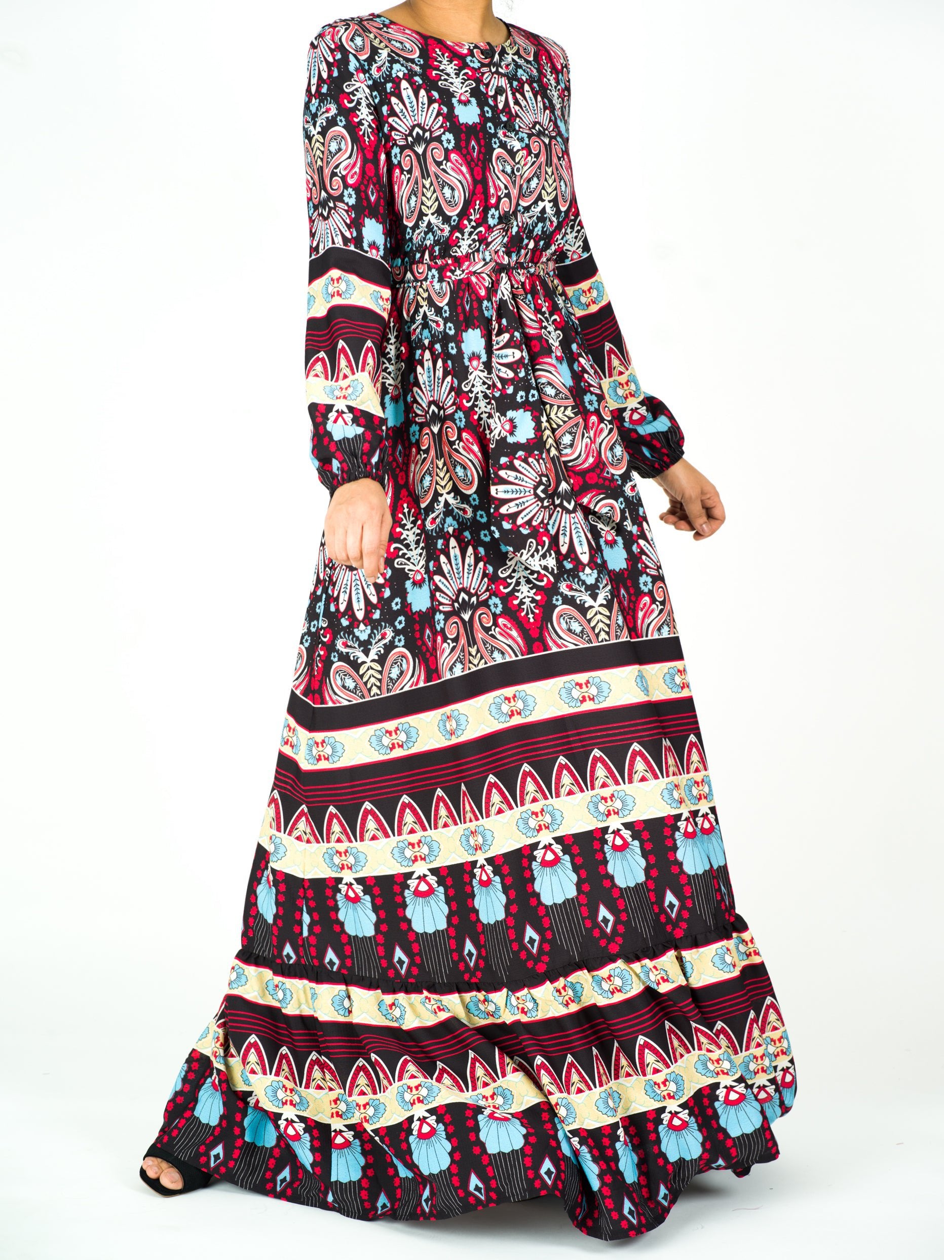 Boho Dream long sleeve maxi modest dress Kabayare