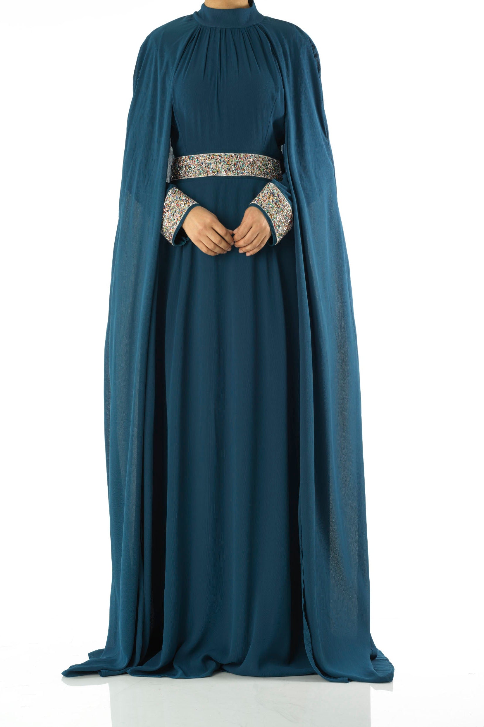 Boqorad crystal cape maxi dress Kabayare