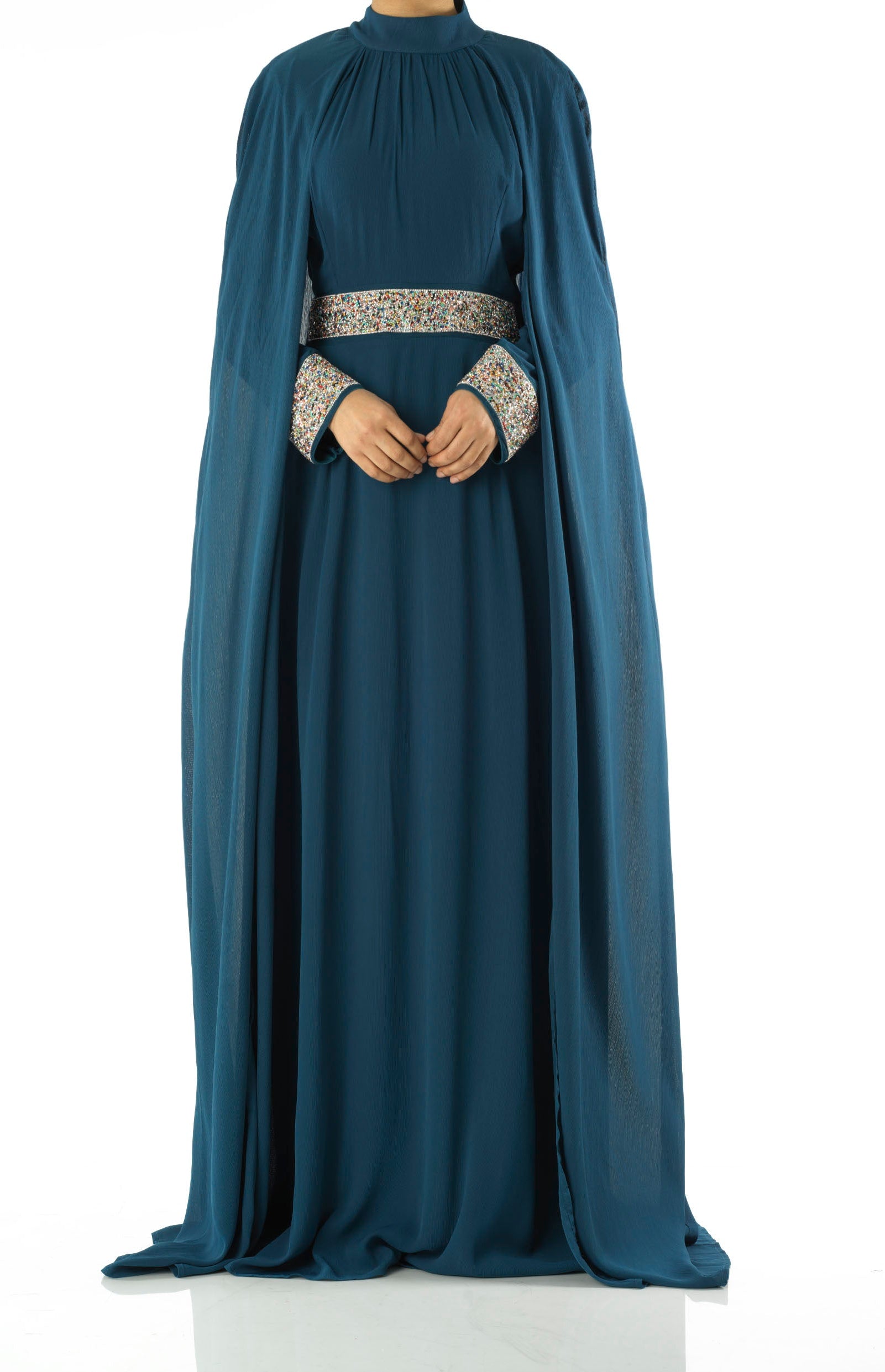 Boqorad crystal cape maxi dress Kabayare