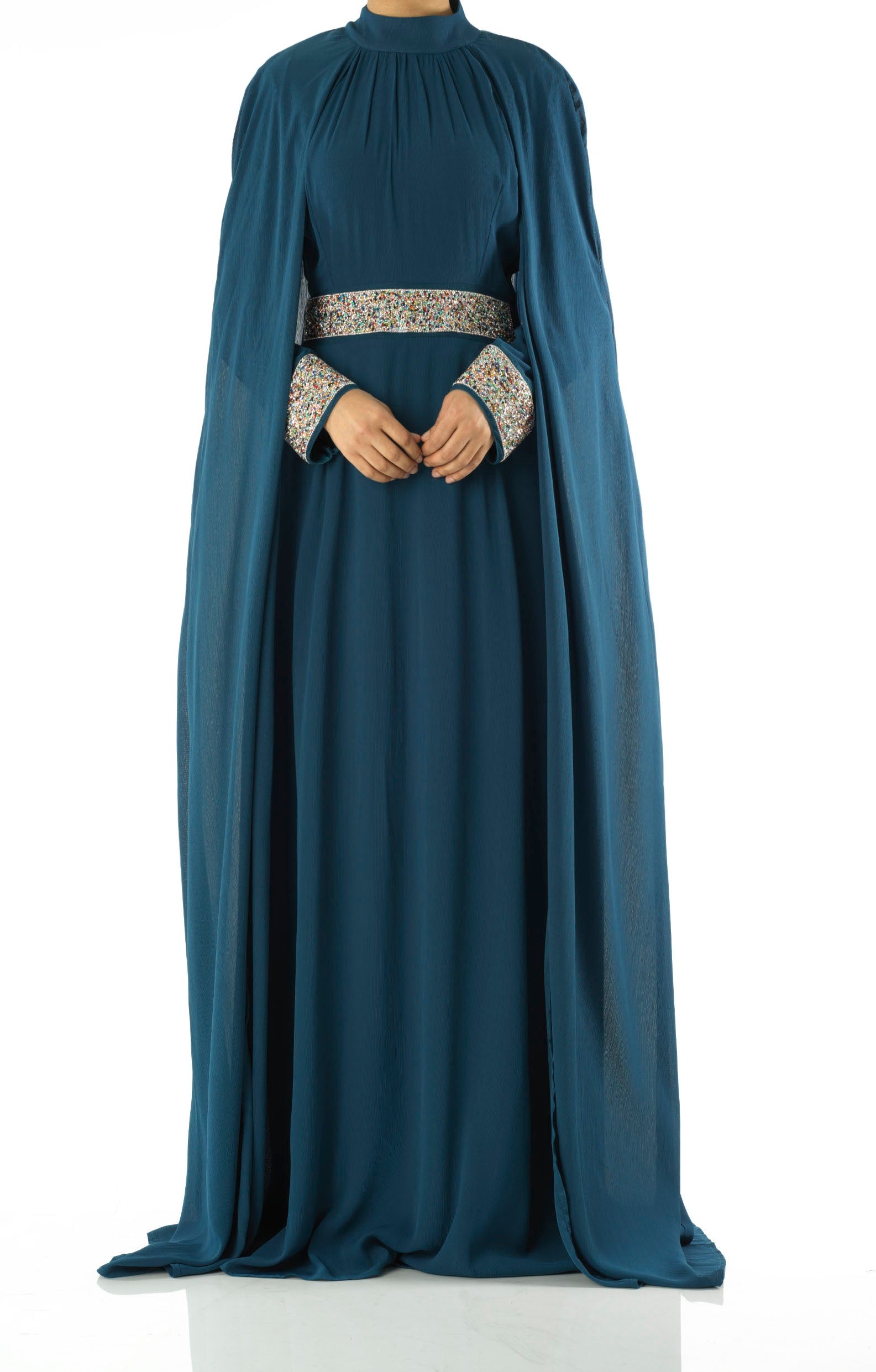 Boqorad crystal cape maxi dress Kabayare