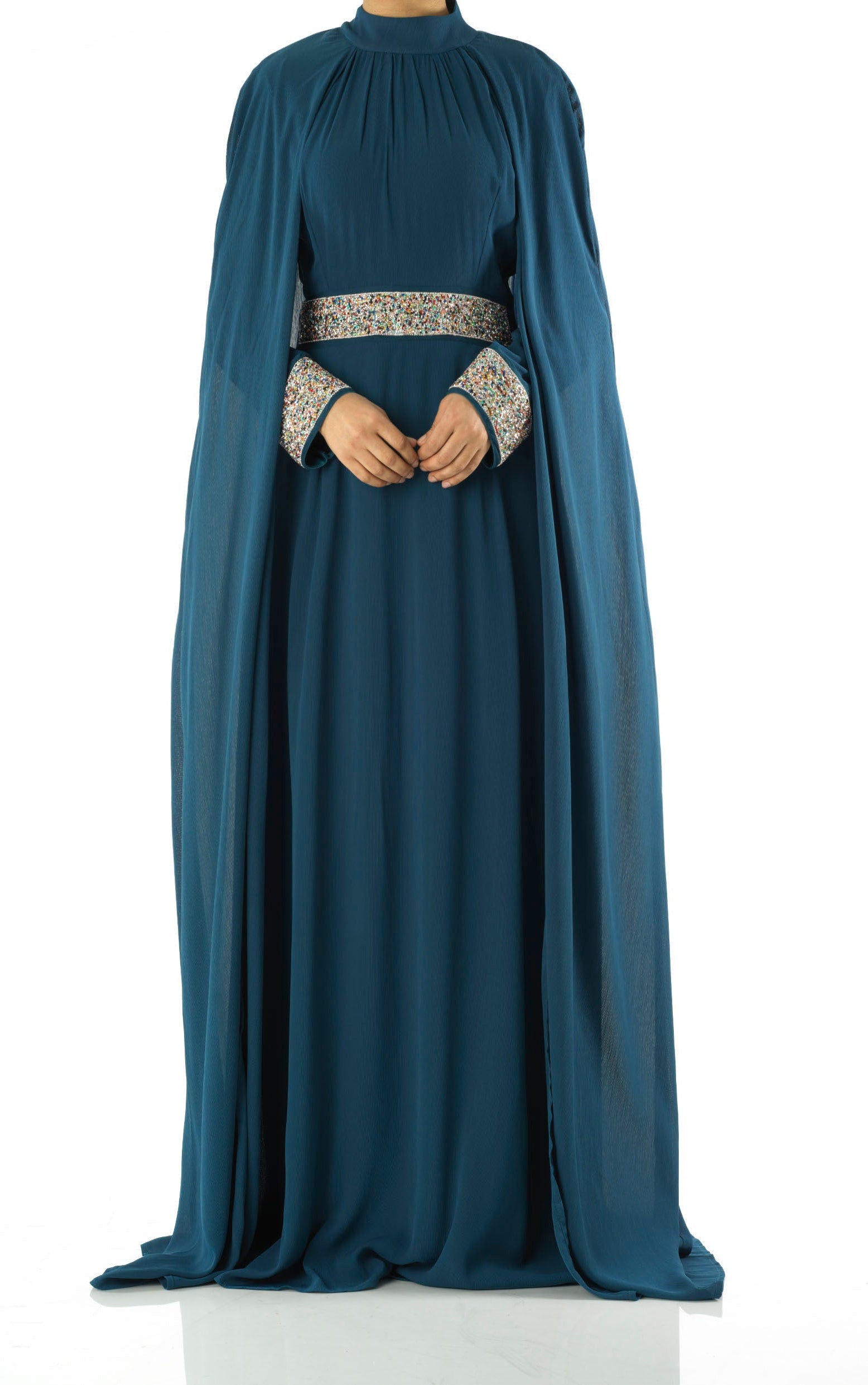 Boqorad crystal cape maxi dress Kabayare