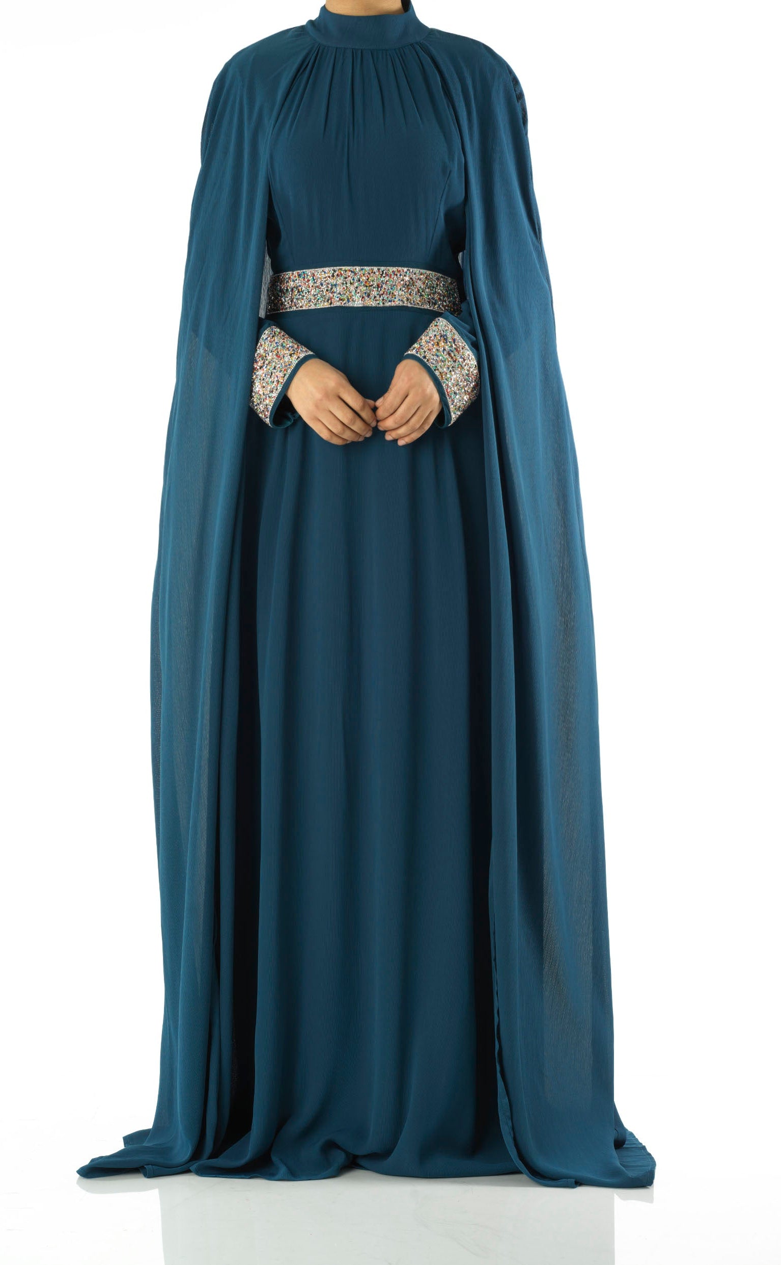 Boqorad crystal cape maxi dress Kabayare