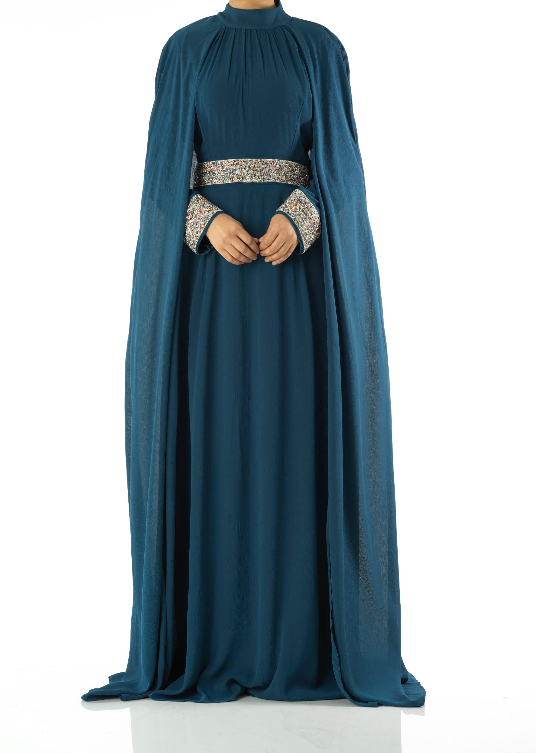 Boqorad crystal cape maxi dress Kabayare