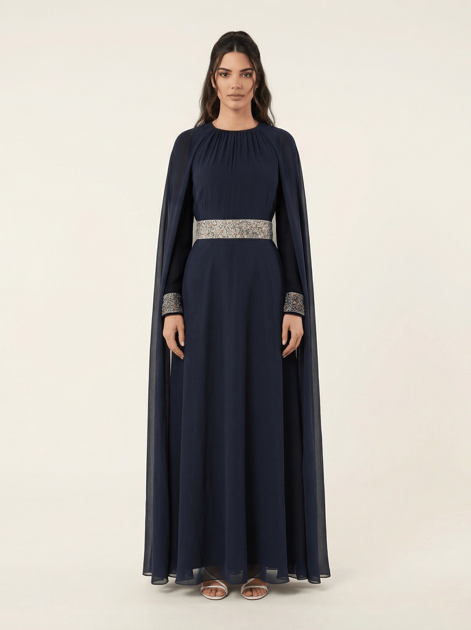 Boqorad crystal cape maxi dress Kabayare