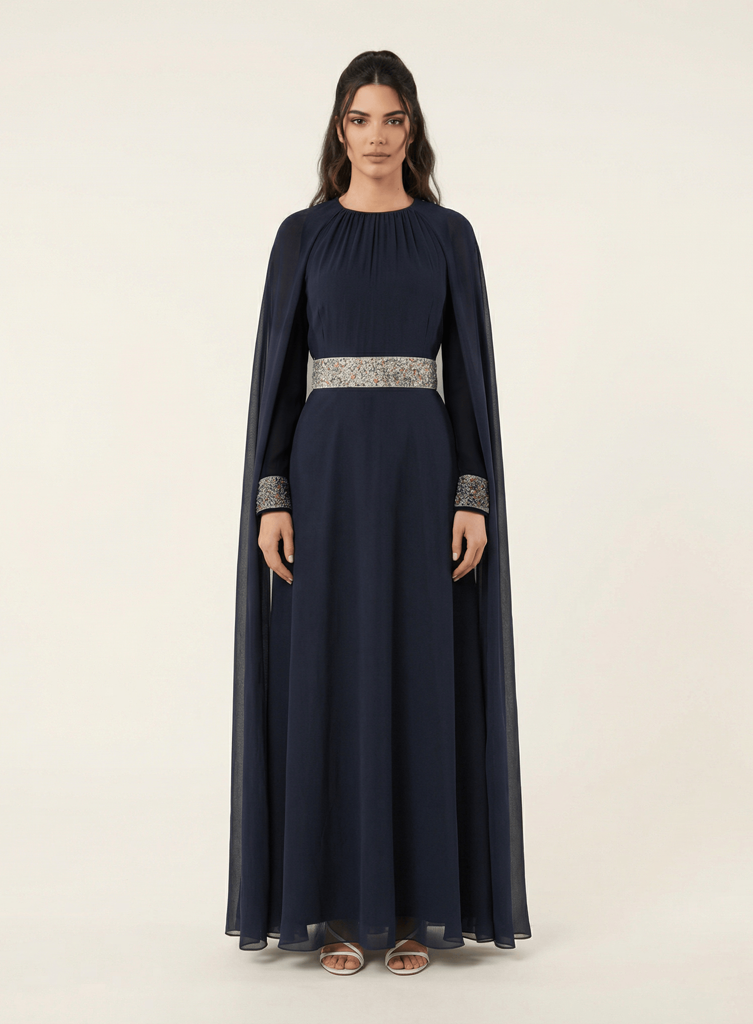 Boqorad crystal cape maxi dress Kabayare