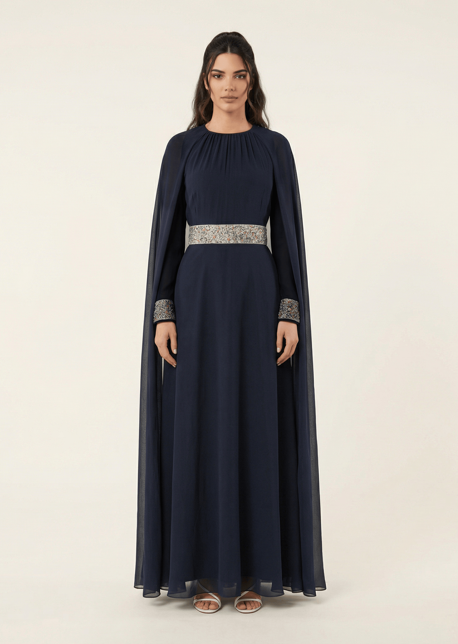 Boqorad crystal cape maxi dress Kabayare