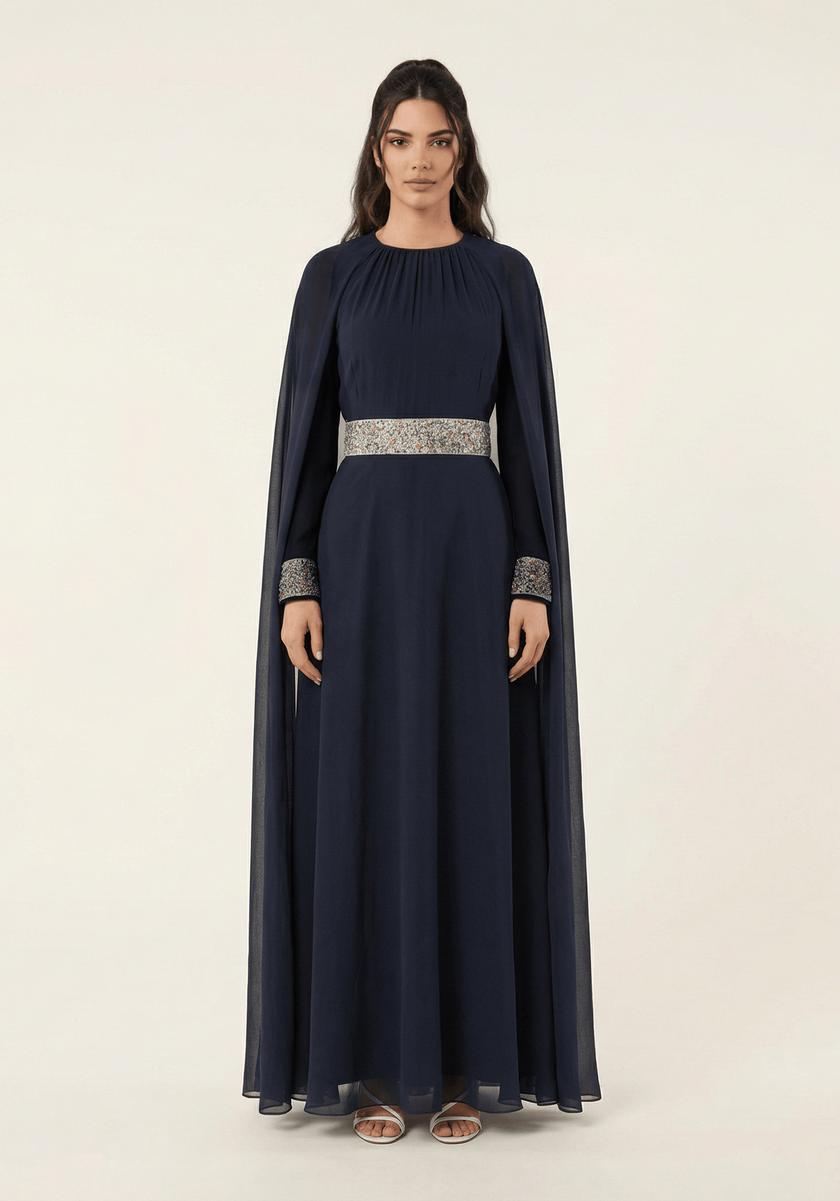 Boqorad crystal cape maxi dress Kabayare
