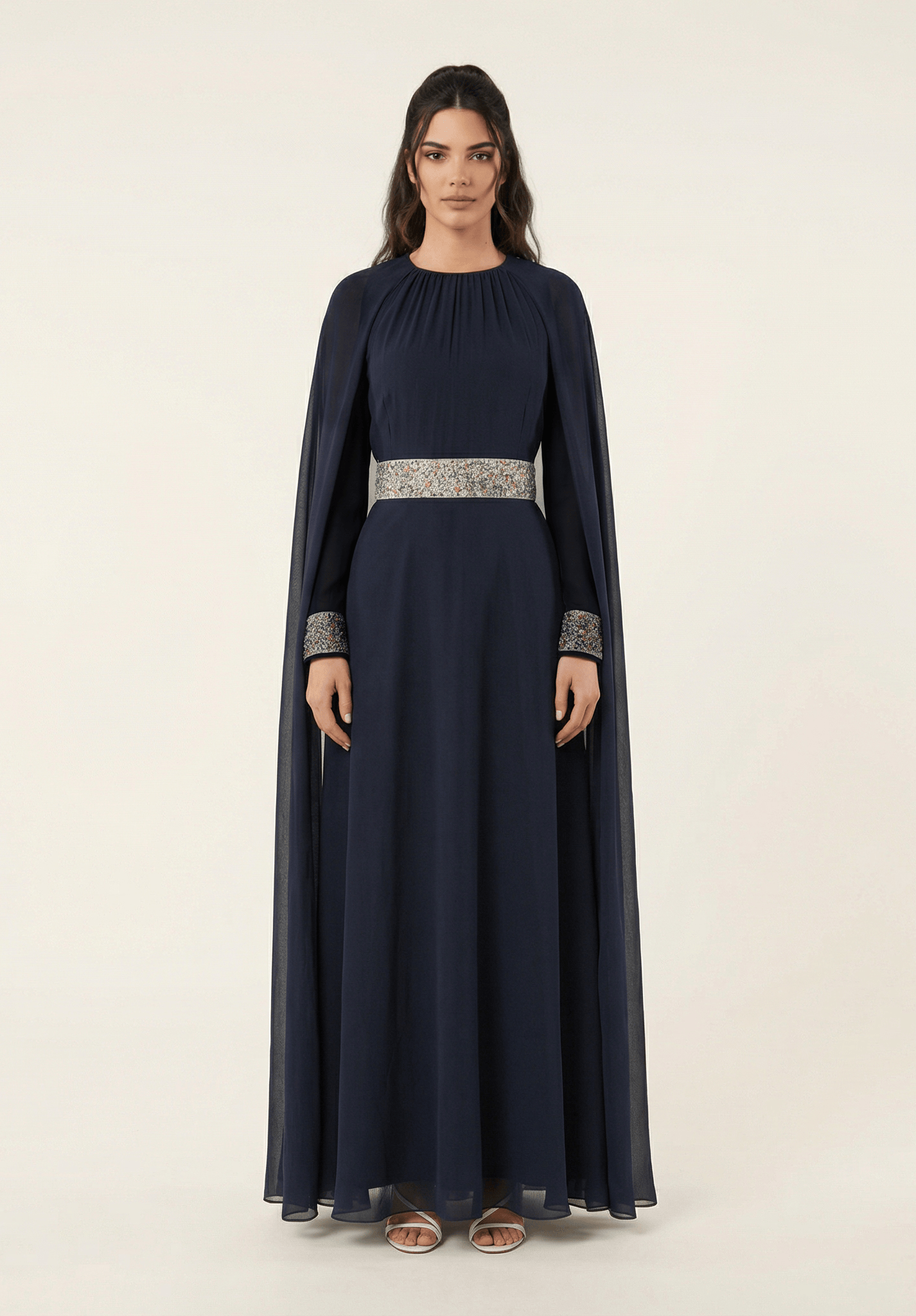 Boqorad crystal cape maxi dress Kabayare