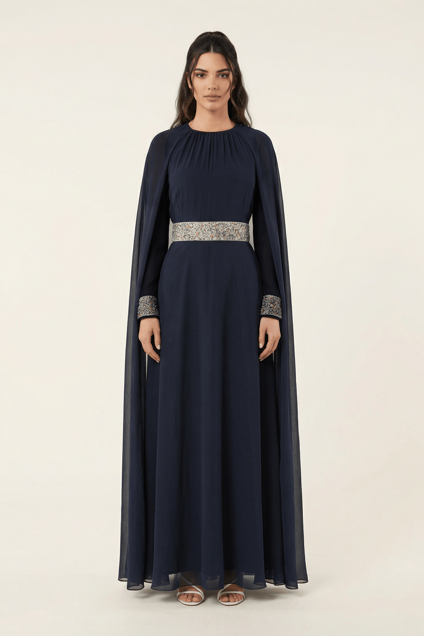 Boqorad crystal cape maxi dress Kabayare