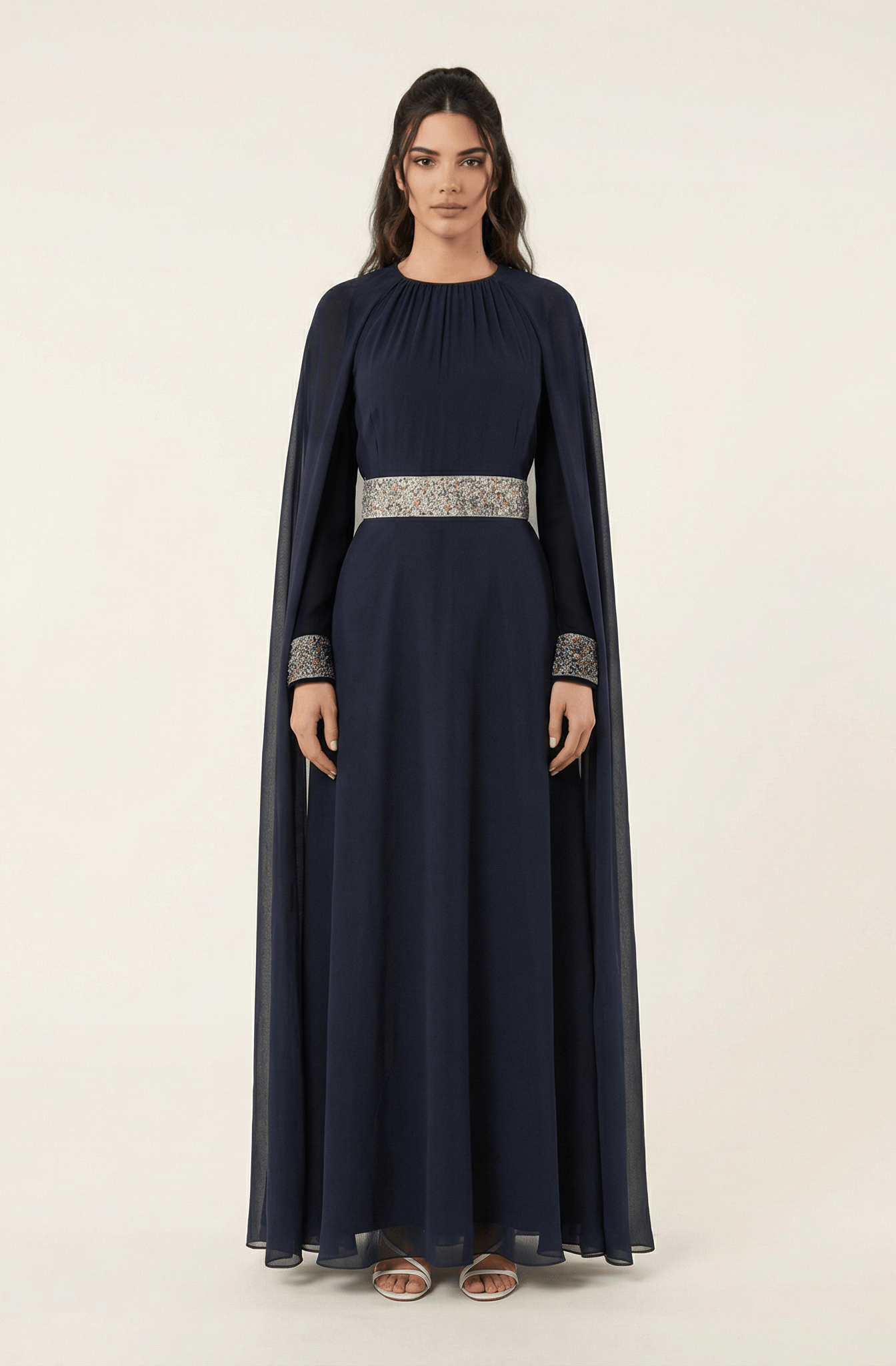 Boqorad crystal cape maxi dress Kabayare
