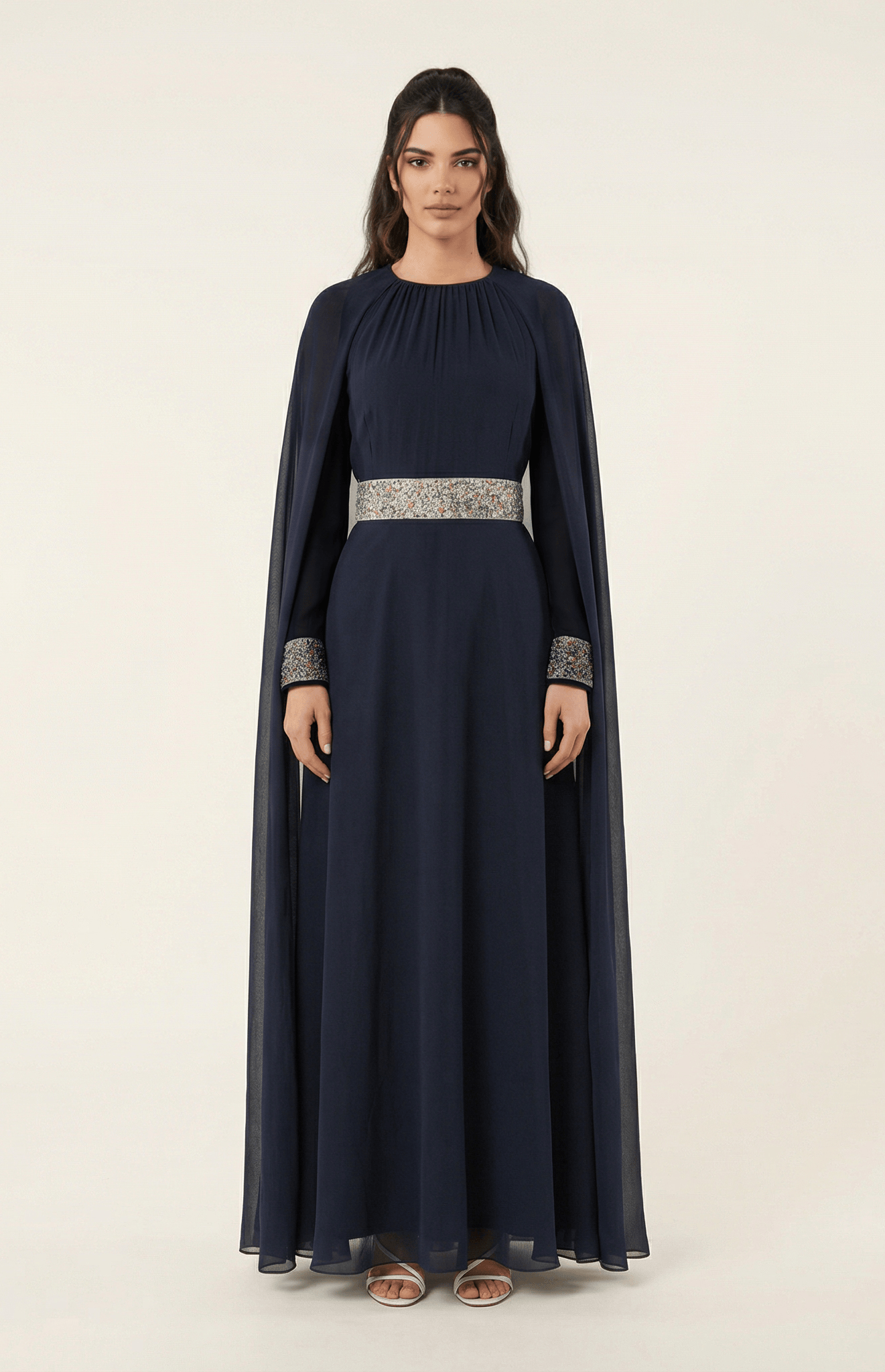 Boqorad crystal cape maxi dress Kabayare