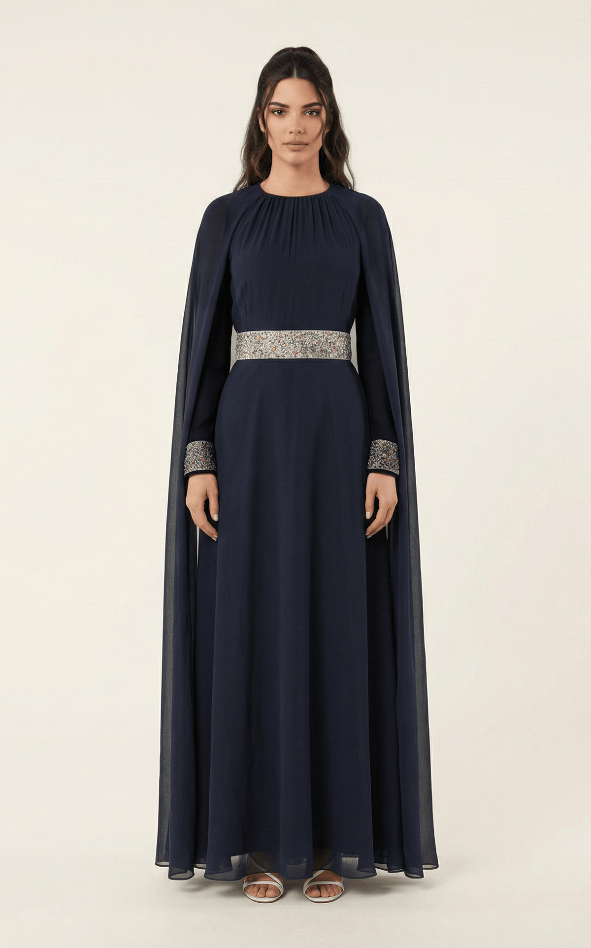 Boqorad crystal cape maxi dress Kabayare