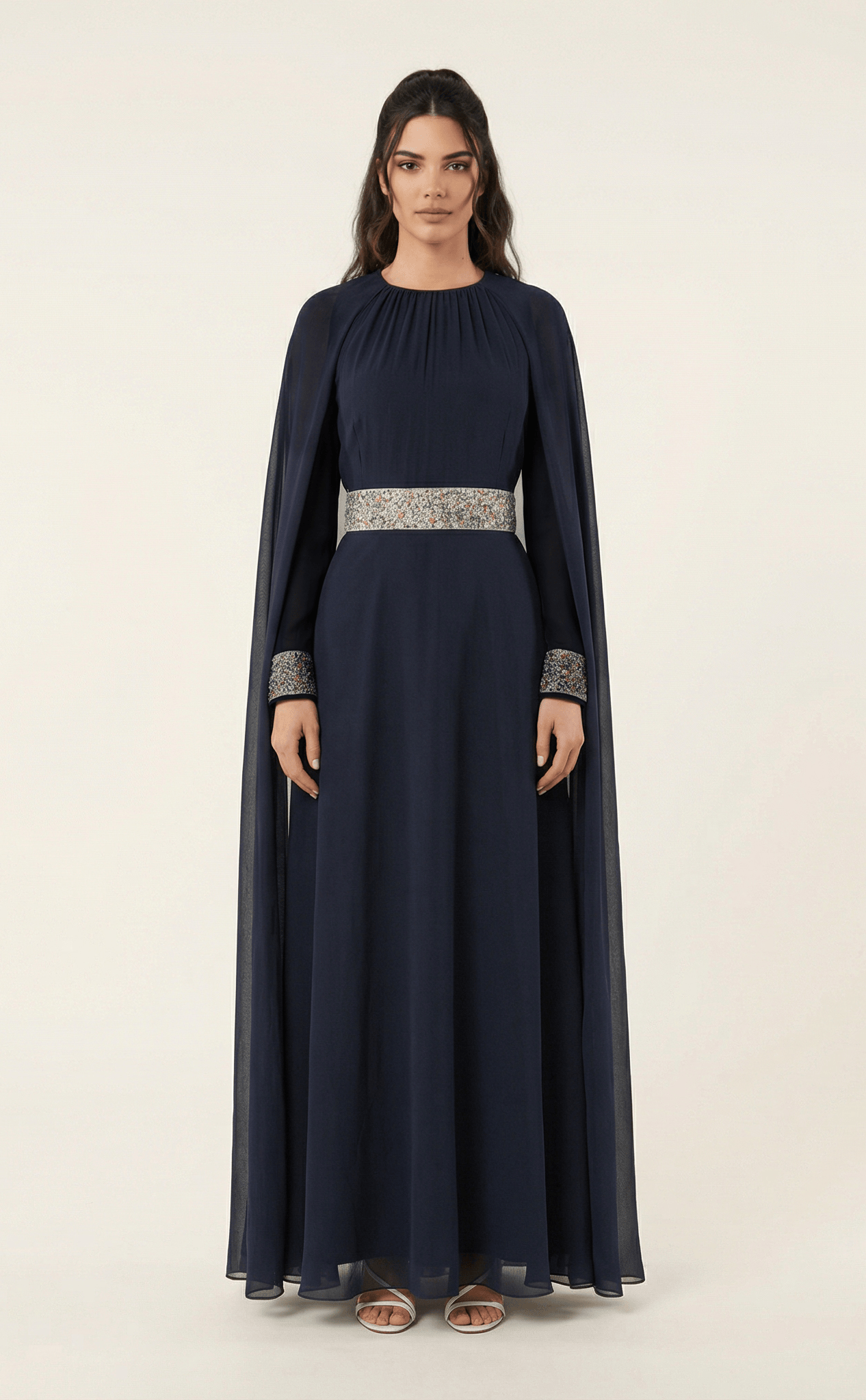 Boqorad crystal cape maxi dress Kabayare