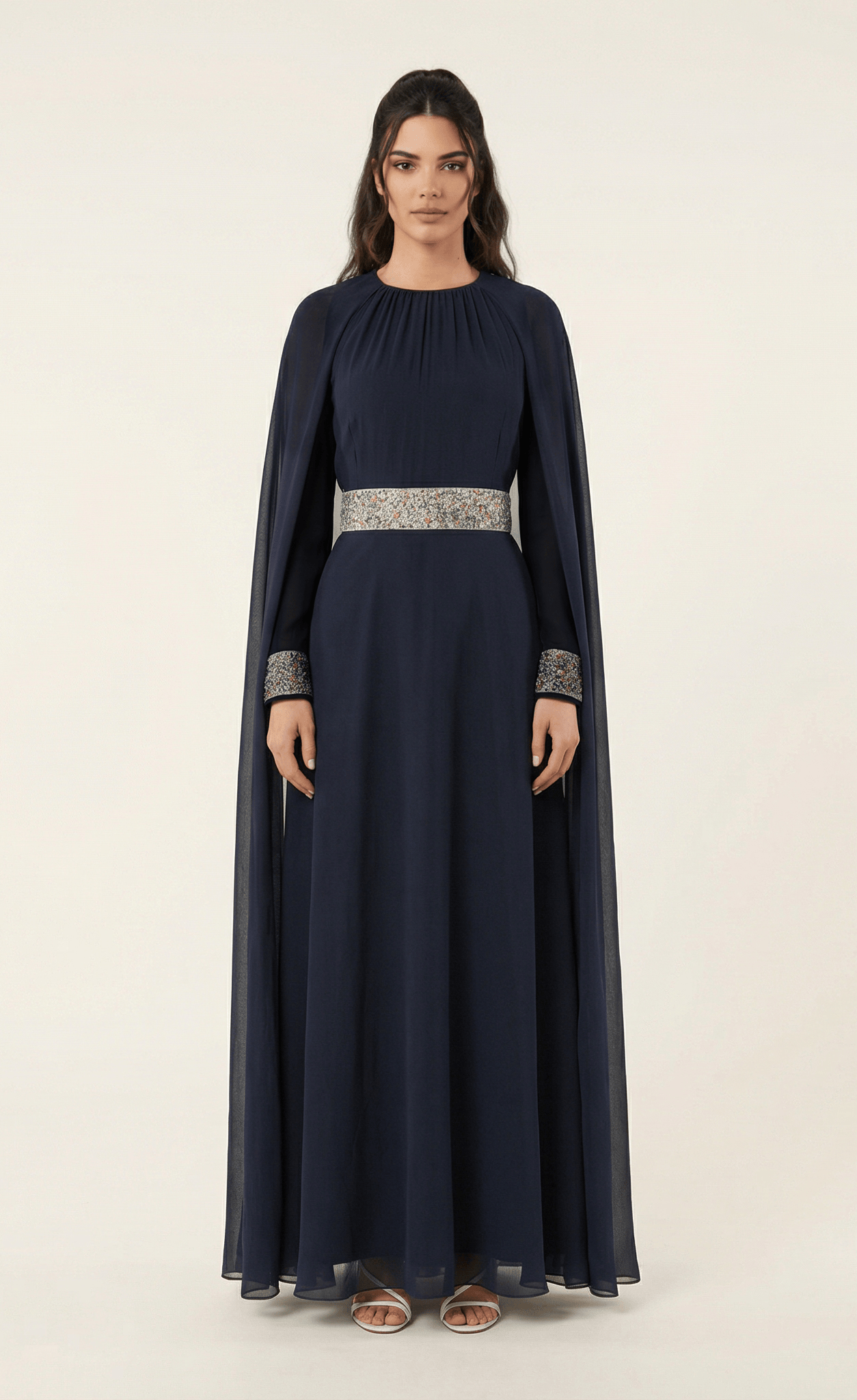 Boqorad crystal cape maxi dress Kabayare