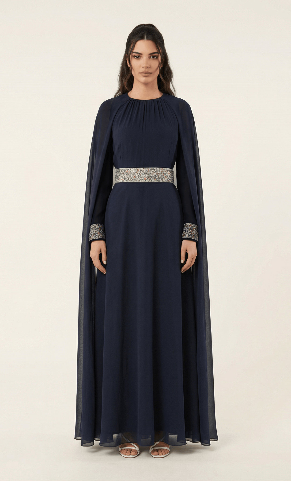 Boqorad crystal cape maxi dress Kabayare