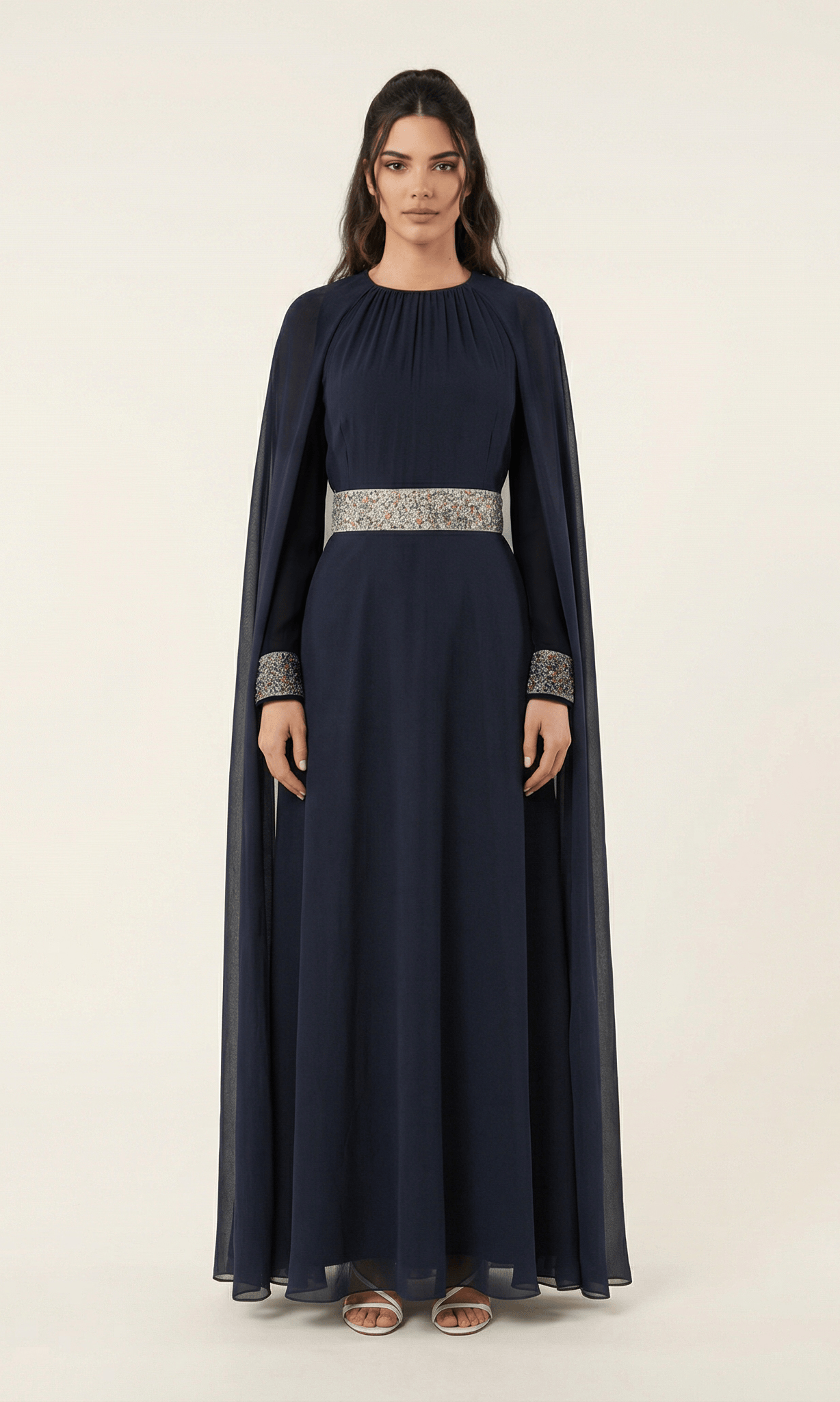 Boqorad crystal cape maxi dress Kabayare