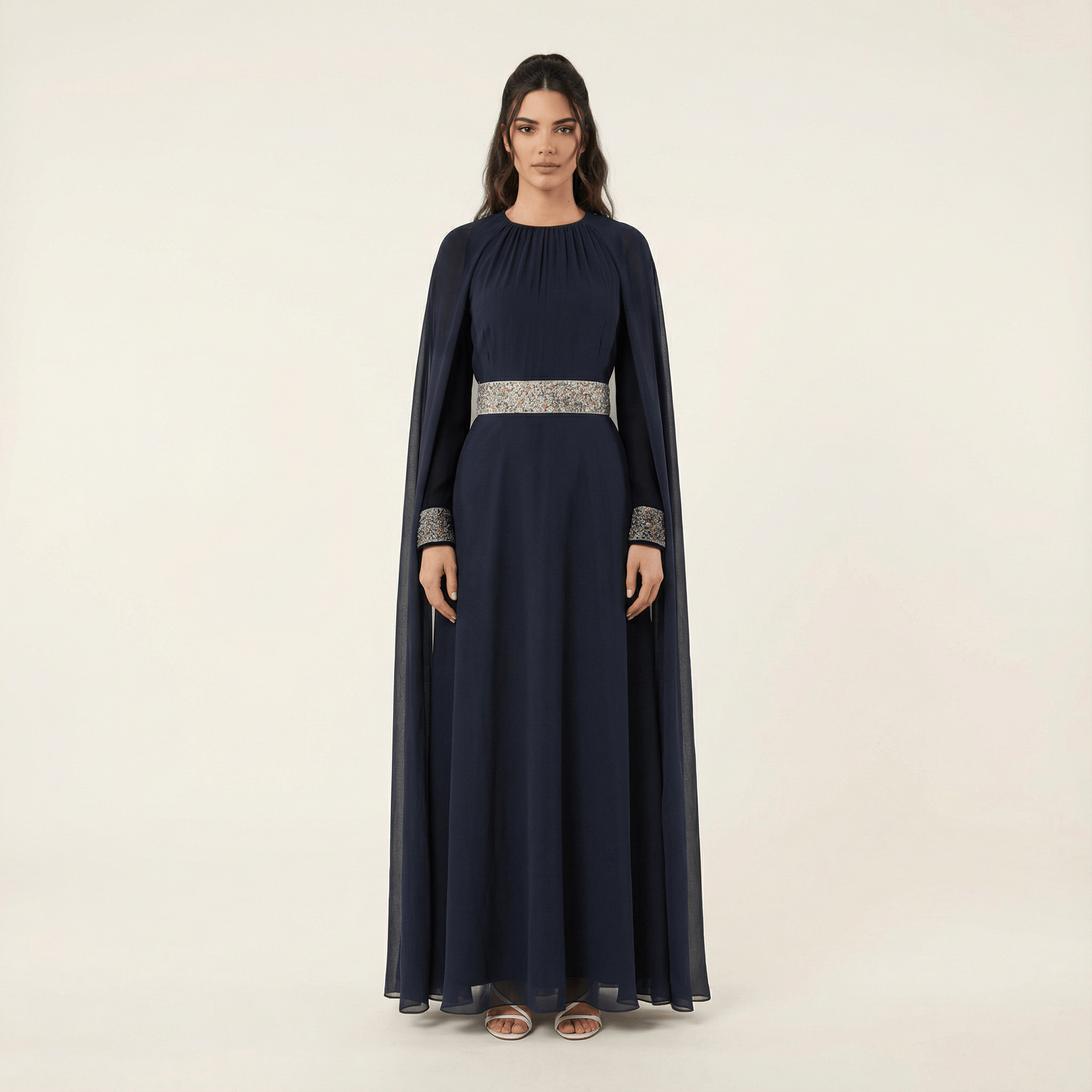 Boqorad crystal cape maxi dress Kabayare