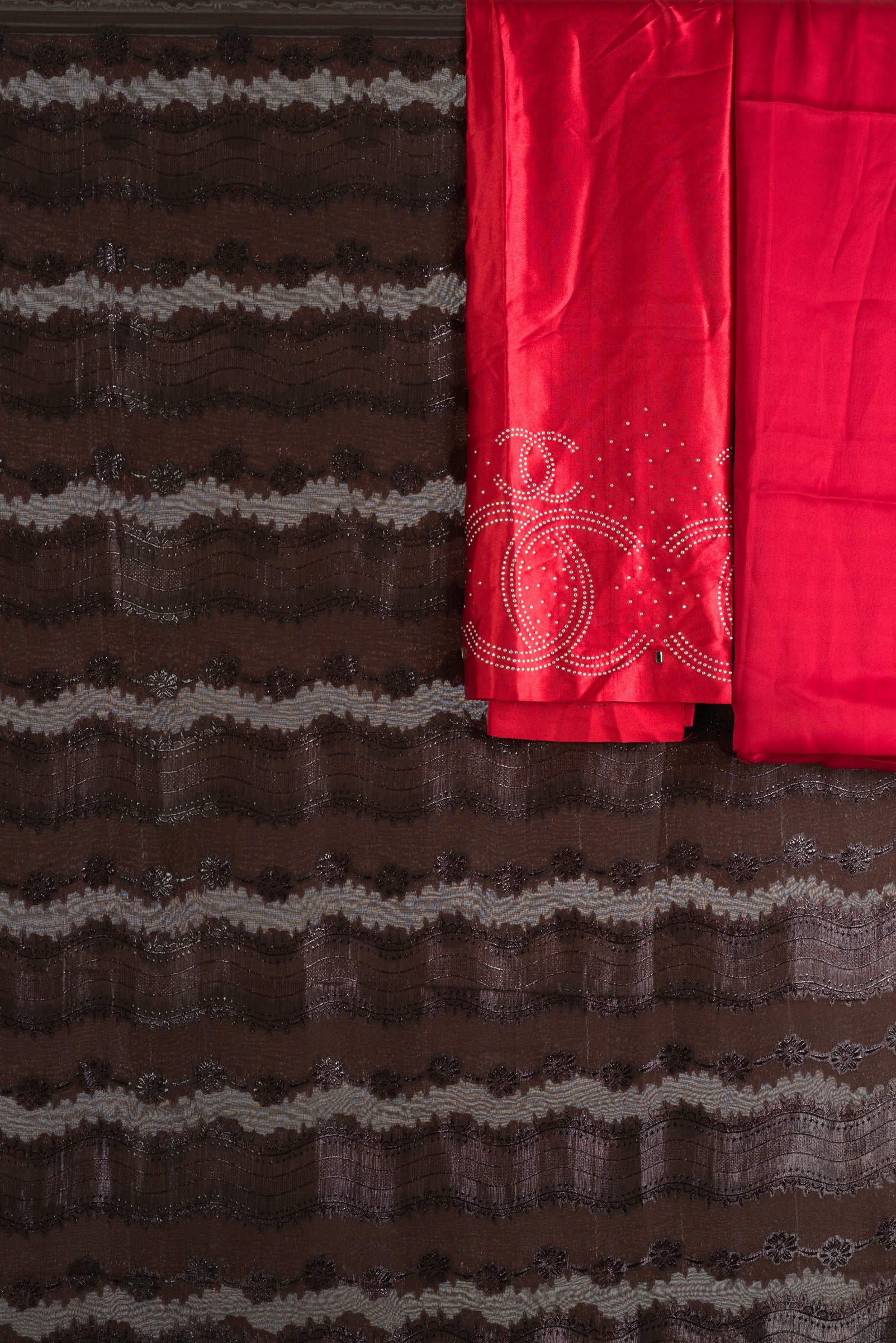 Brown and red floral Sharaax Dirac Kabayare
