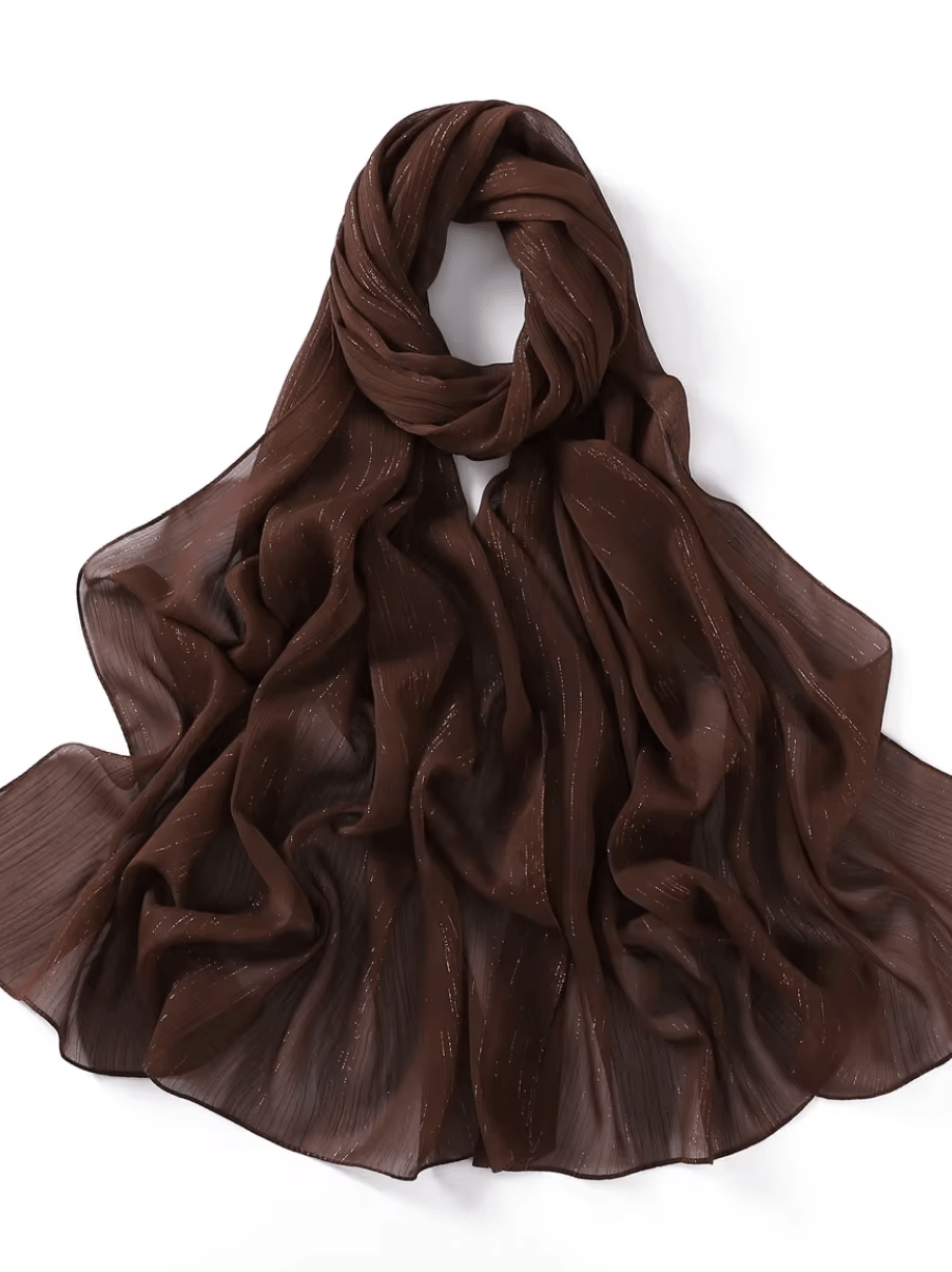 Brown Lovely dana shimmer Chiffon hijab Kabayare