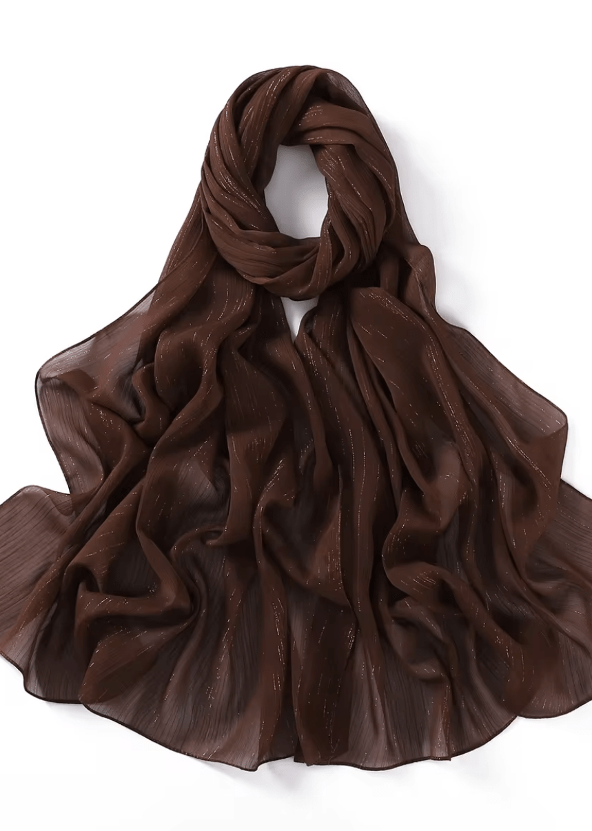 Brown Lovely dana shimmer Chiffon hijab Kabayare