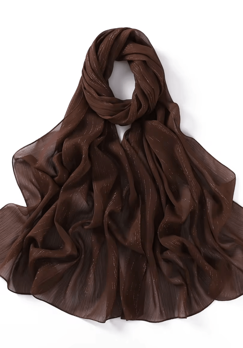 Brown Lovely dana shimmer Chiffon hijab Kabayare